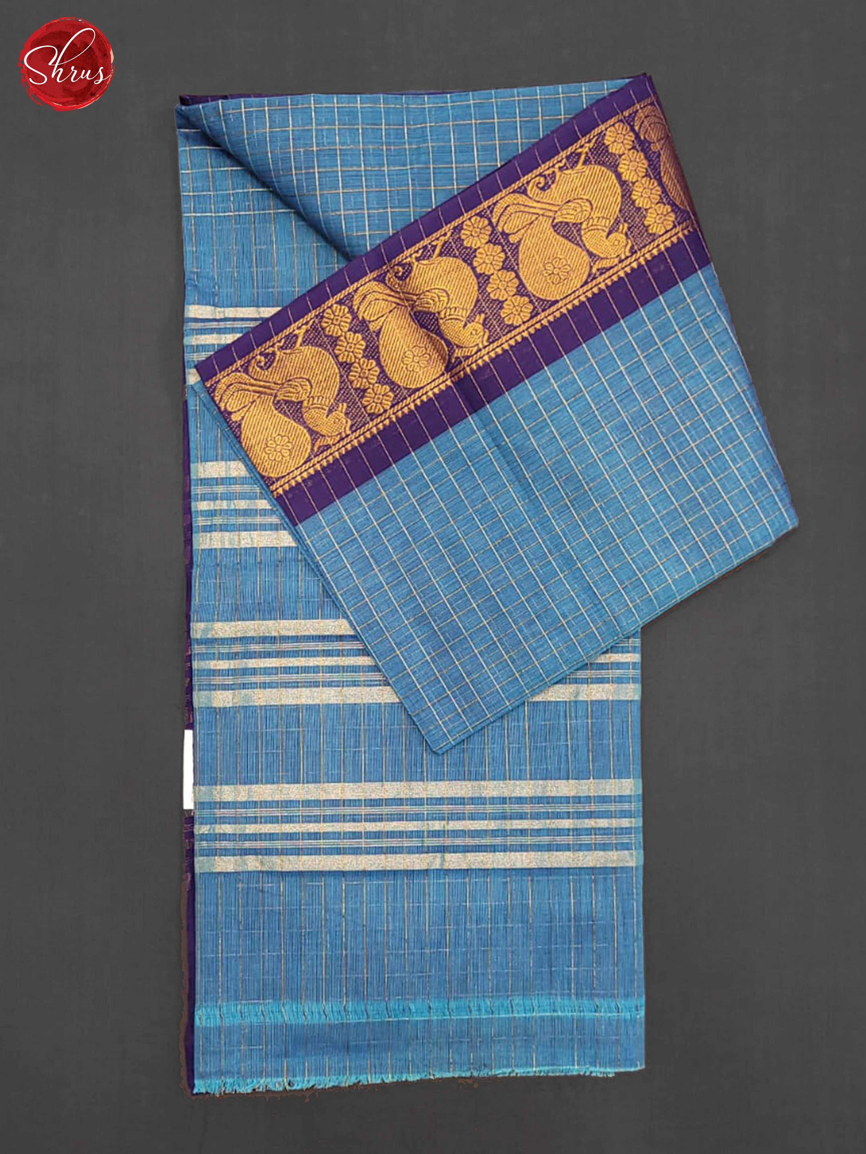 Blue & Violet - Chettinad Cotton Saree - Shop on ShrusEternity.com
