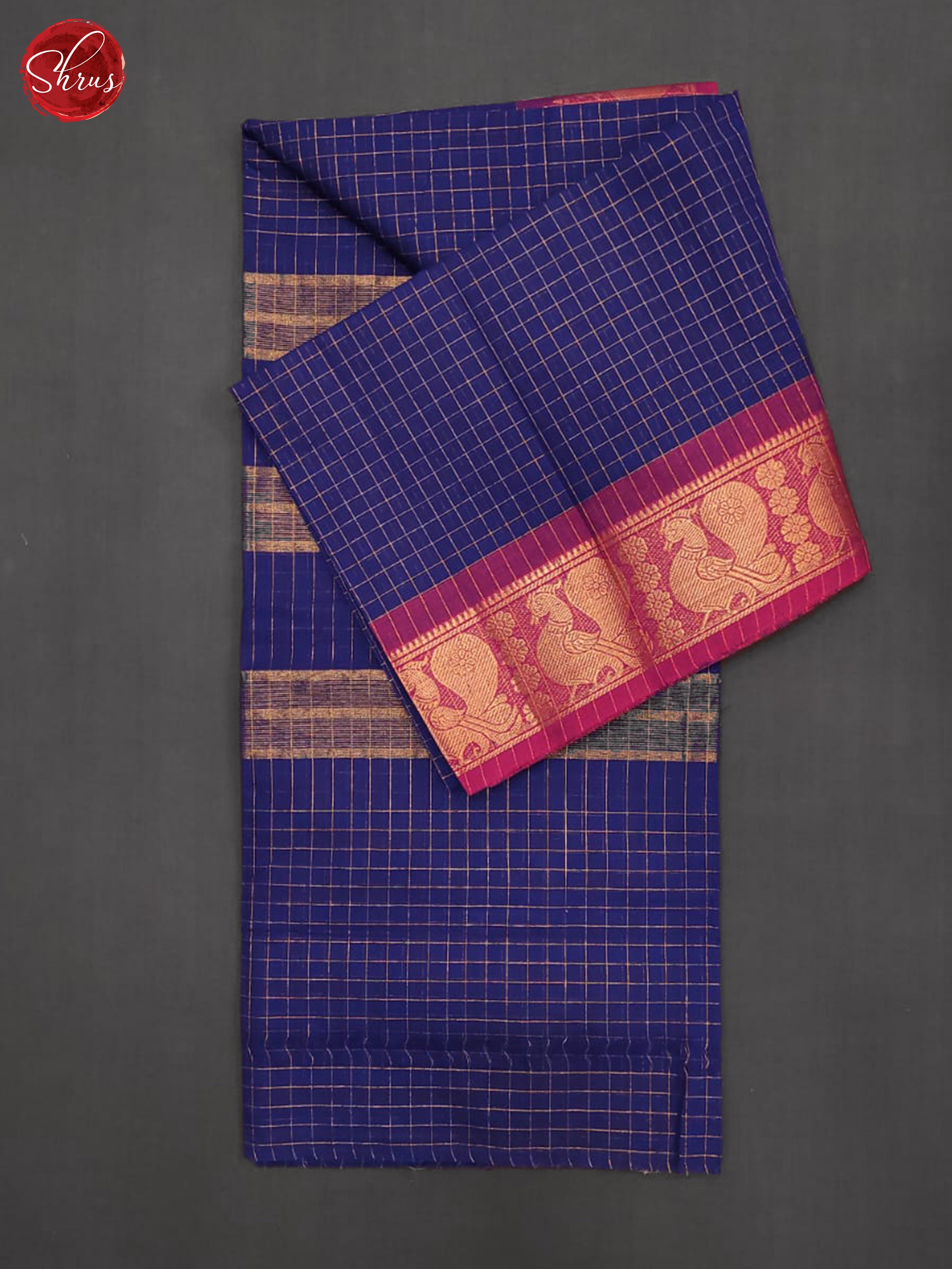 Blue & Pink- Chettinad Cotton Saree - Shop on ShrusEternity.com