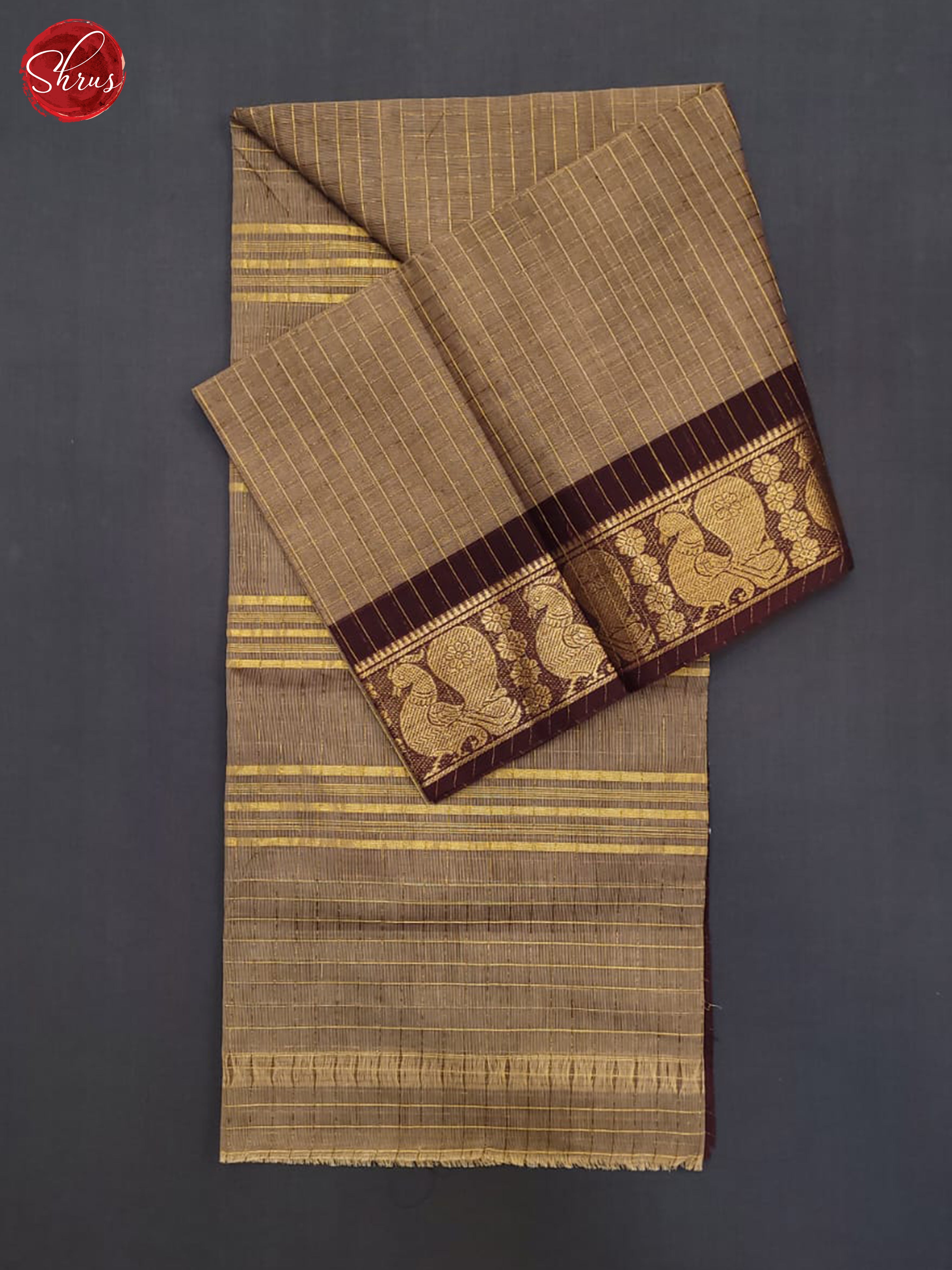 Light Brown & Brown - Chettinad Cotton Saree - Shop on ShrusEternity.com