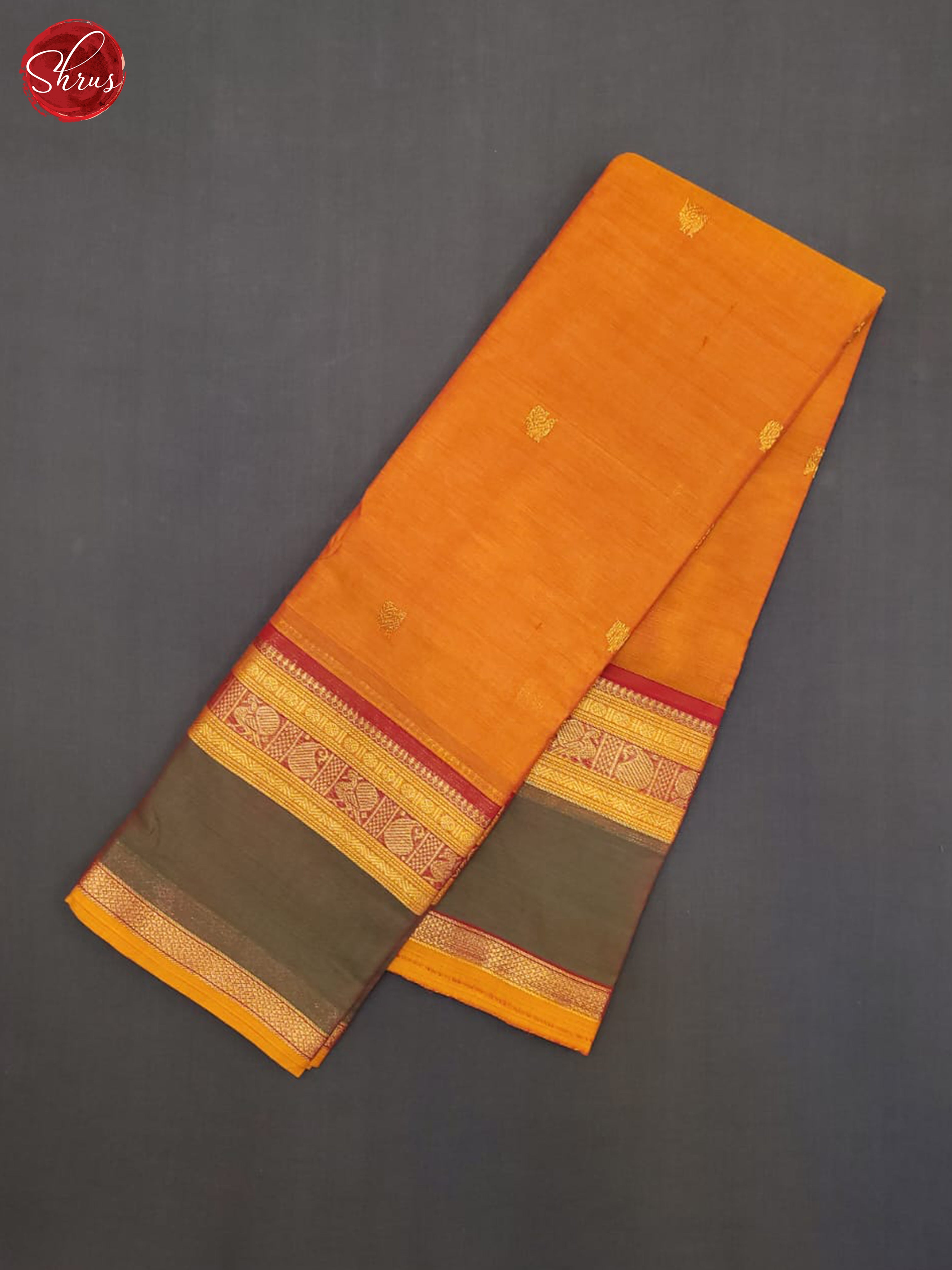 Orange & Grey - Kanchi Cotton Saree - Shop on ShrusEternity.com