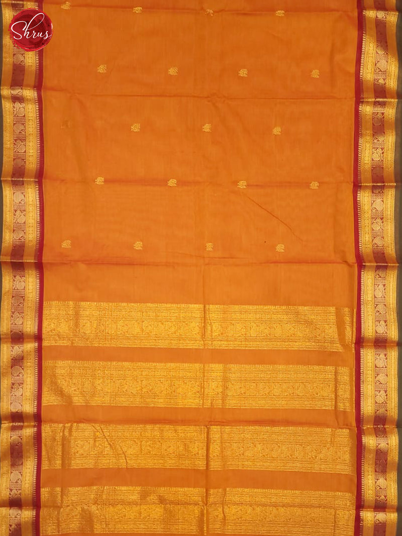Orange & Grey - Kanchi Cotton Saree - Shop on ShrusEternity.com