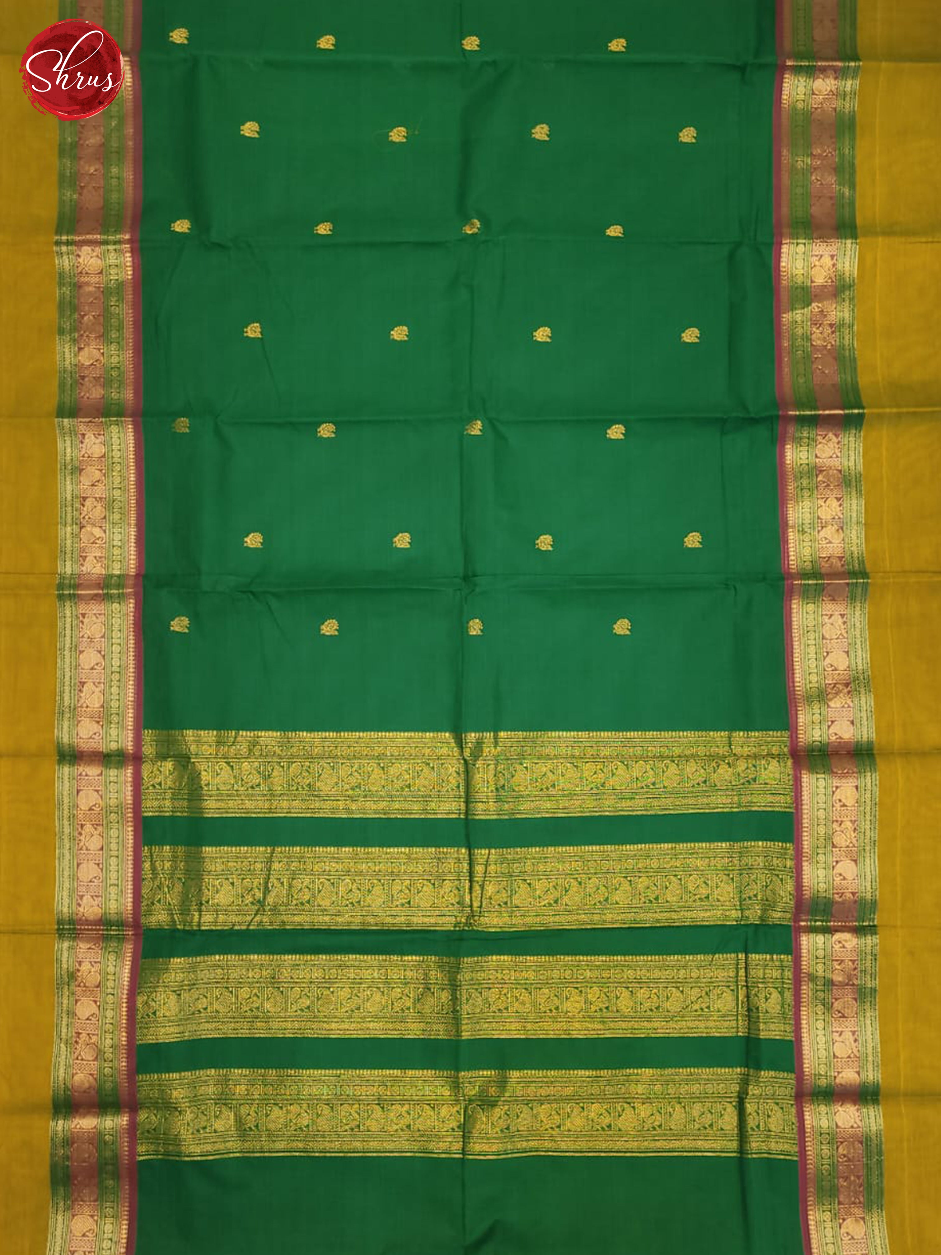 Green  & Light Green- Kanchi Cotton Saree - Shop on ShrusEternity.com
