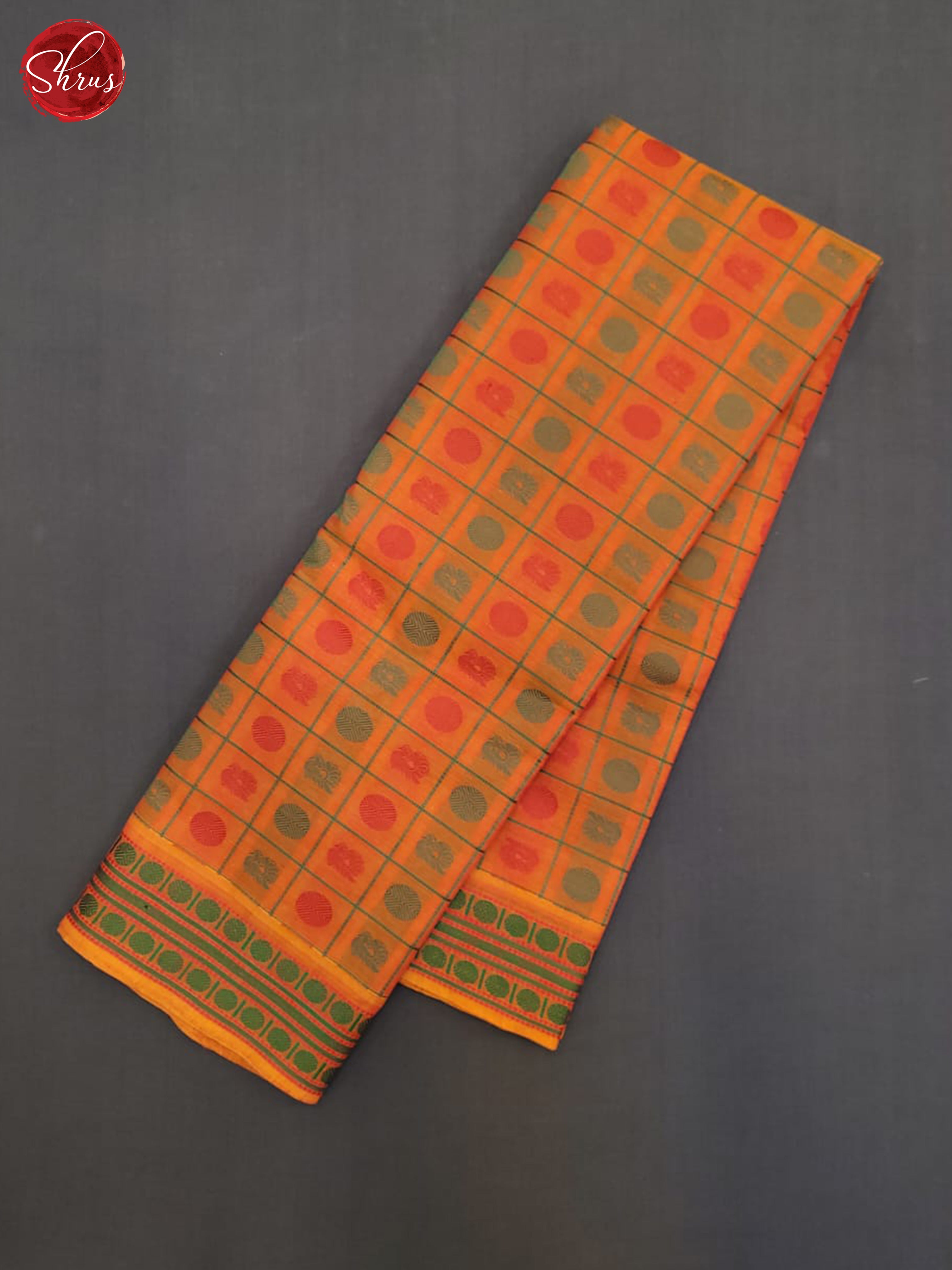 Orange - Kanchi Cotton Saree - Shop on ShrusEternity.com
