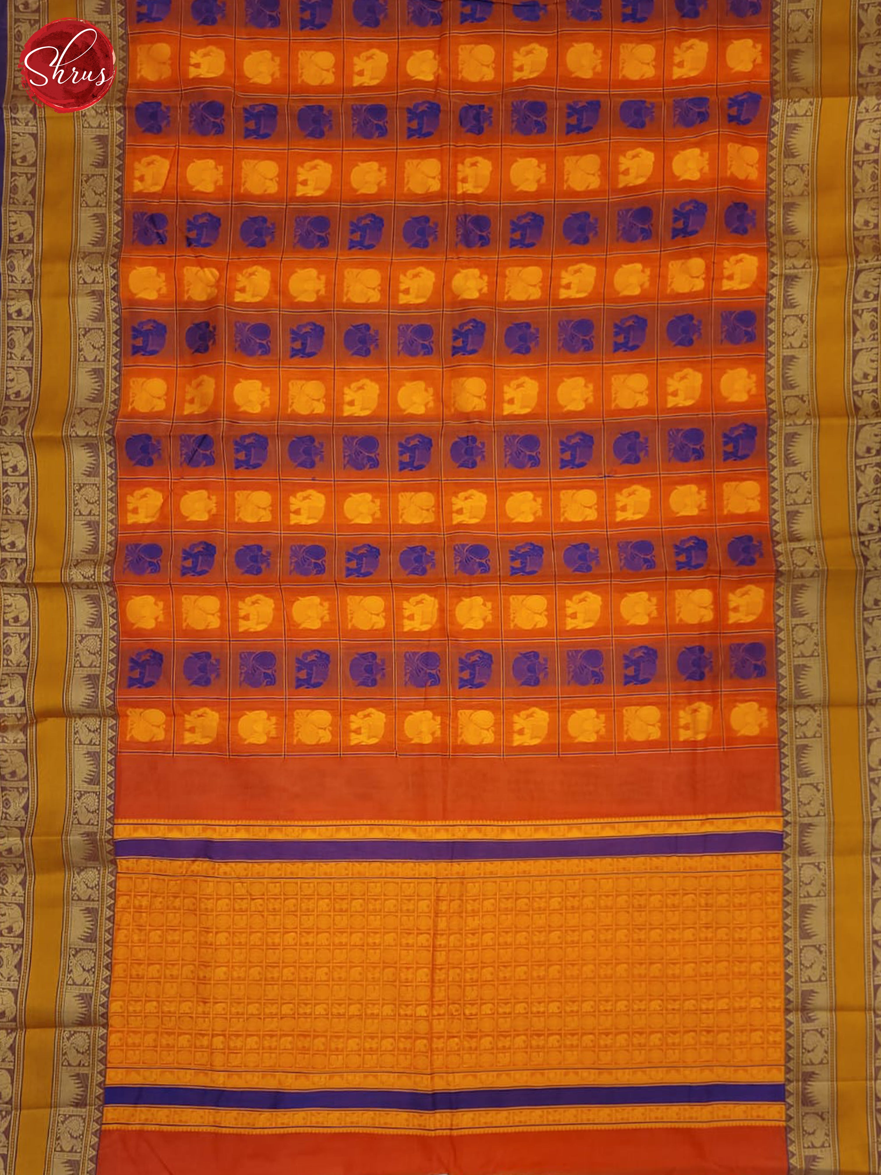 Orange & Mustard - Kanchi Cotton Saree - Shop on ShrusEternity.com