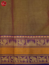 Double Shaded  Green & Purple- Kanchi Cotton Saree - Shop on ShrusEternity.com