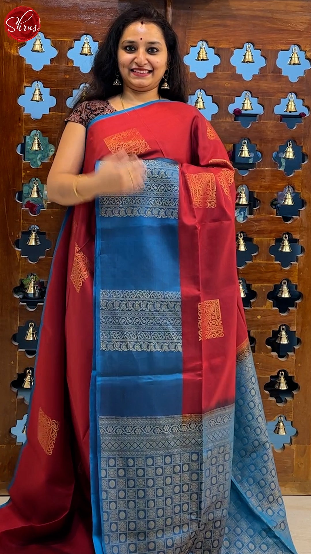 Brown and Blue - Soft Silk (Half- Pure) Saree - Shop on ShrusEternity.com