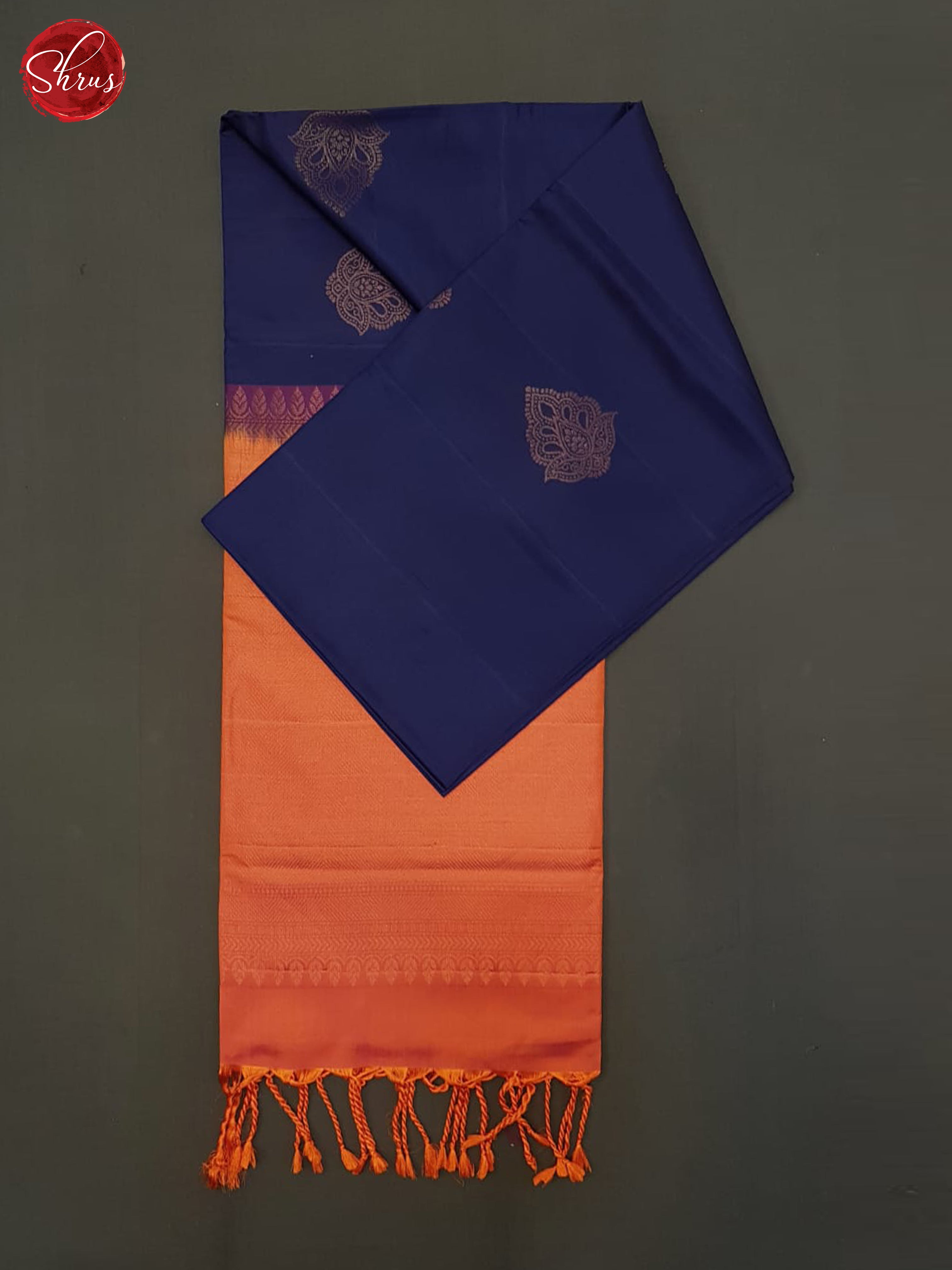 Blue And Orange- Soft Silk Half-Pure Saree - Shop on ShrusEternity.com