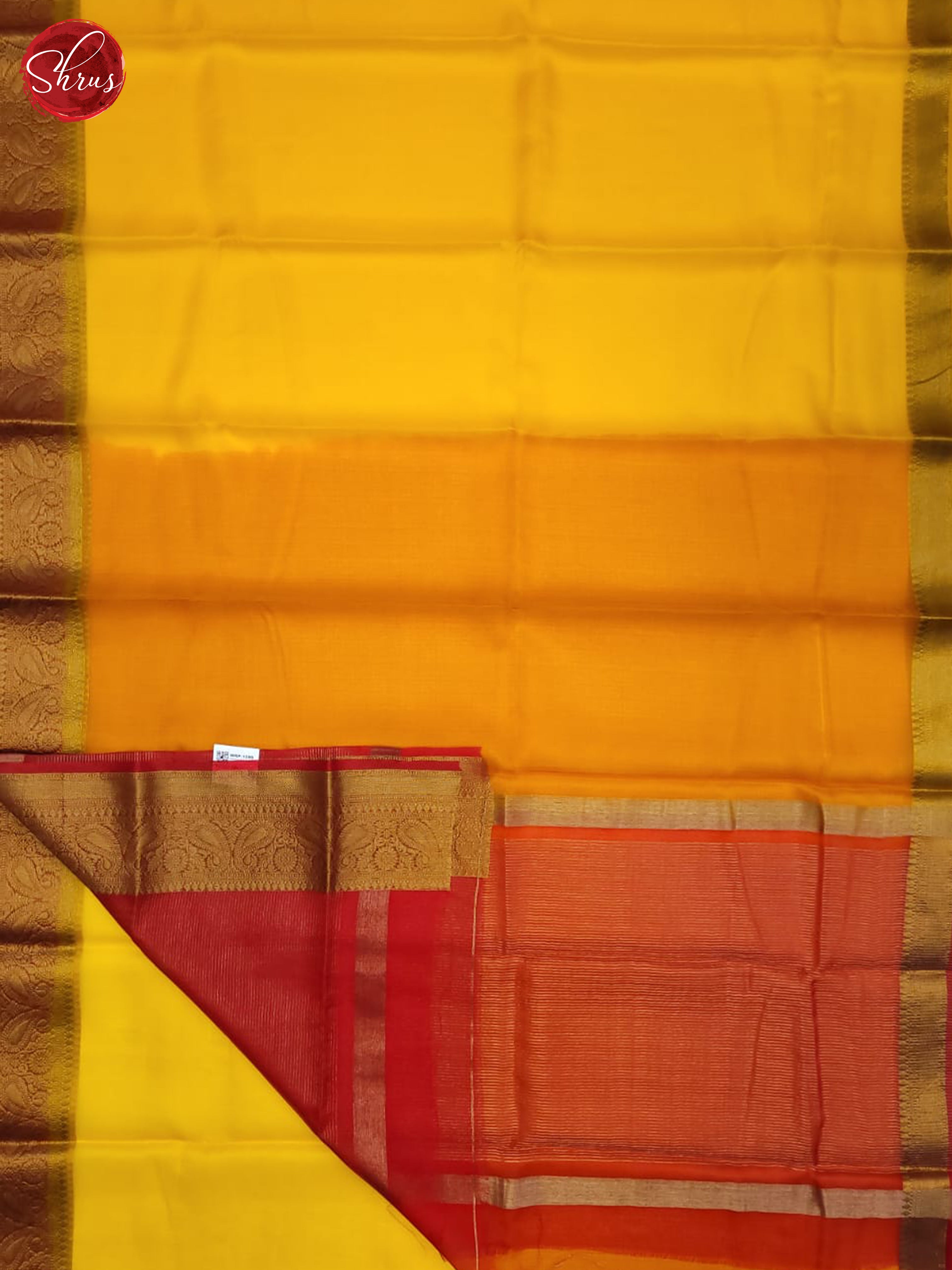 Yellow & Red - Semi Organza Saree - Shop on ShrusEternity.com