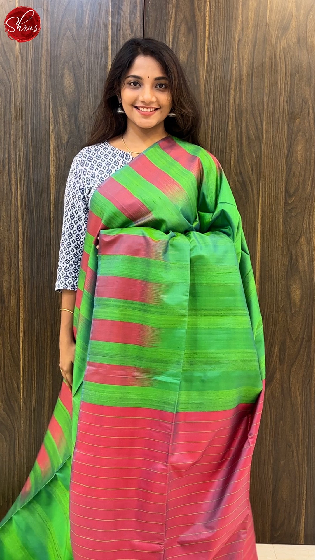Green and Brown - Soft Silk Saree - Shop on ShrusEternity.com