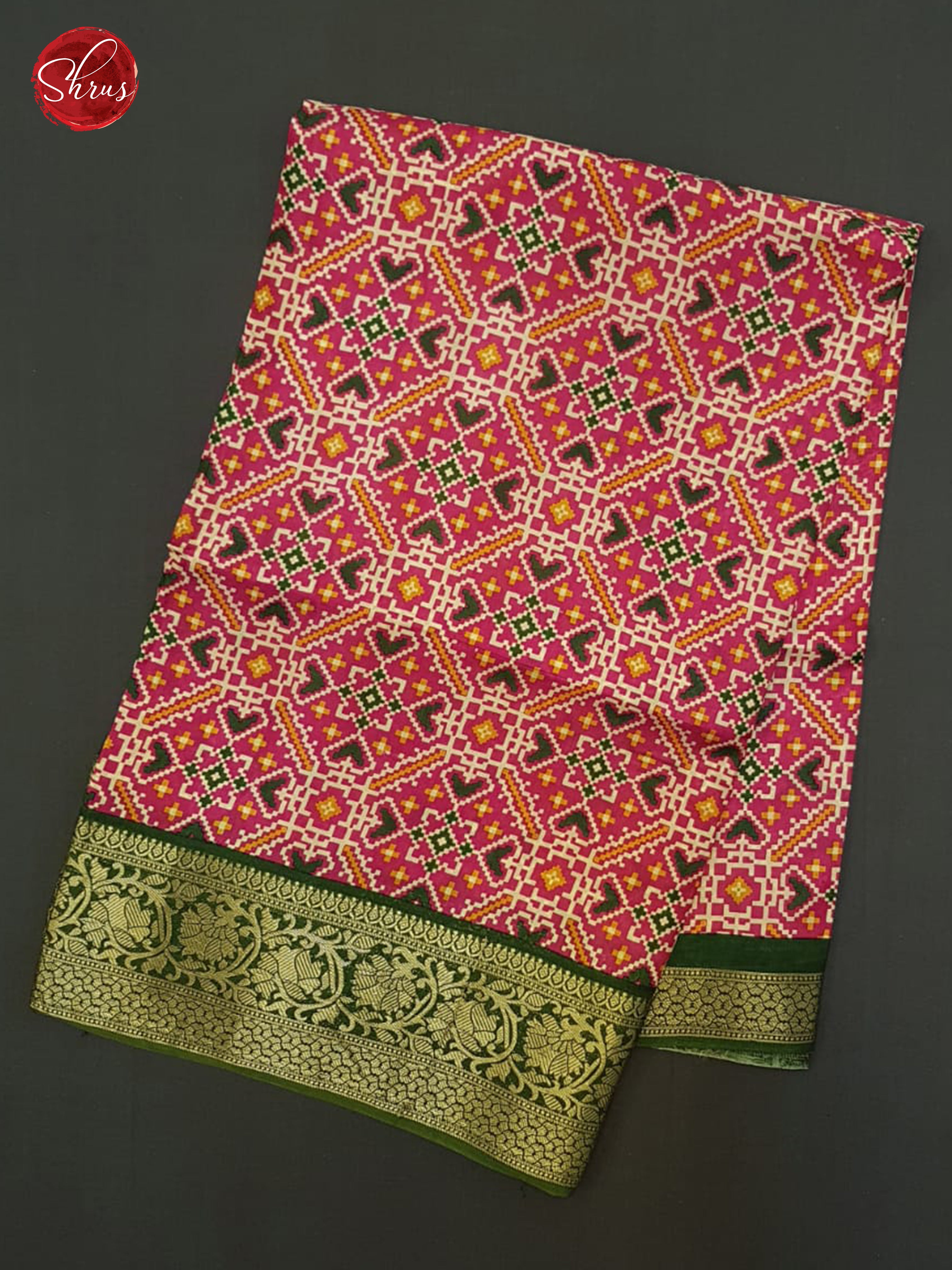 Pink & Green - Semi Crepe Saree - Shop on ShrusEternity.com