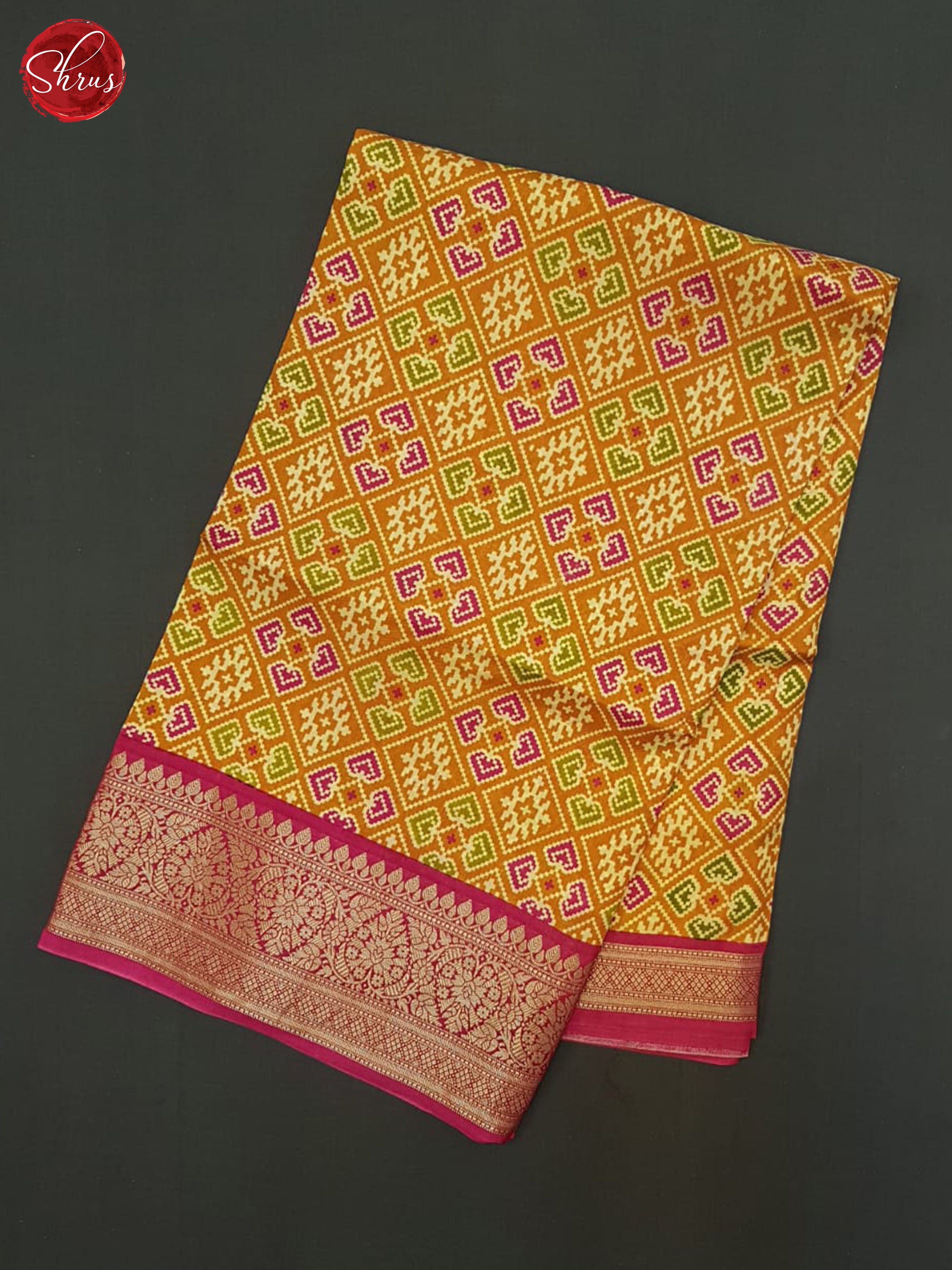 Mustard & Pink - Semi Crepe Saree - Shop on ShrusEternity.com