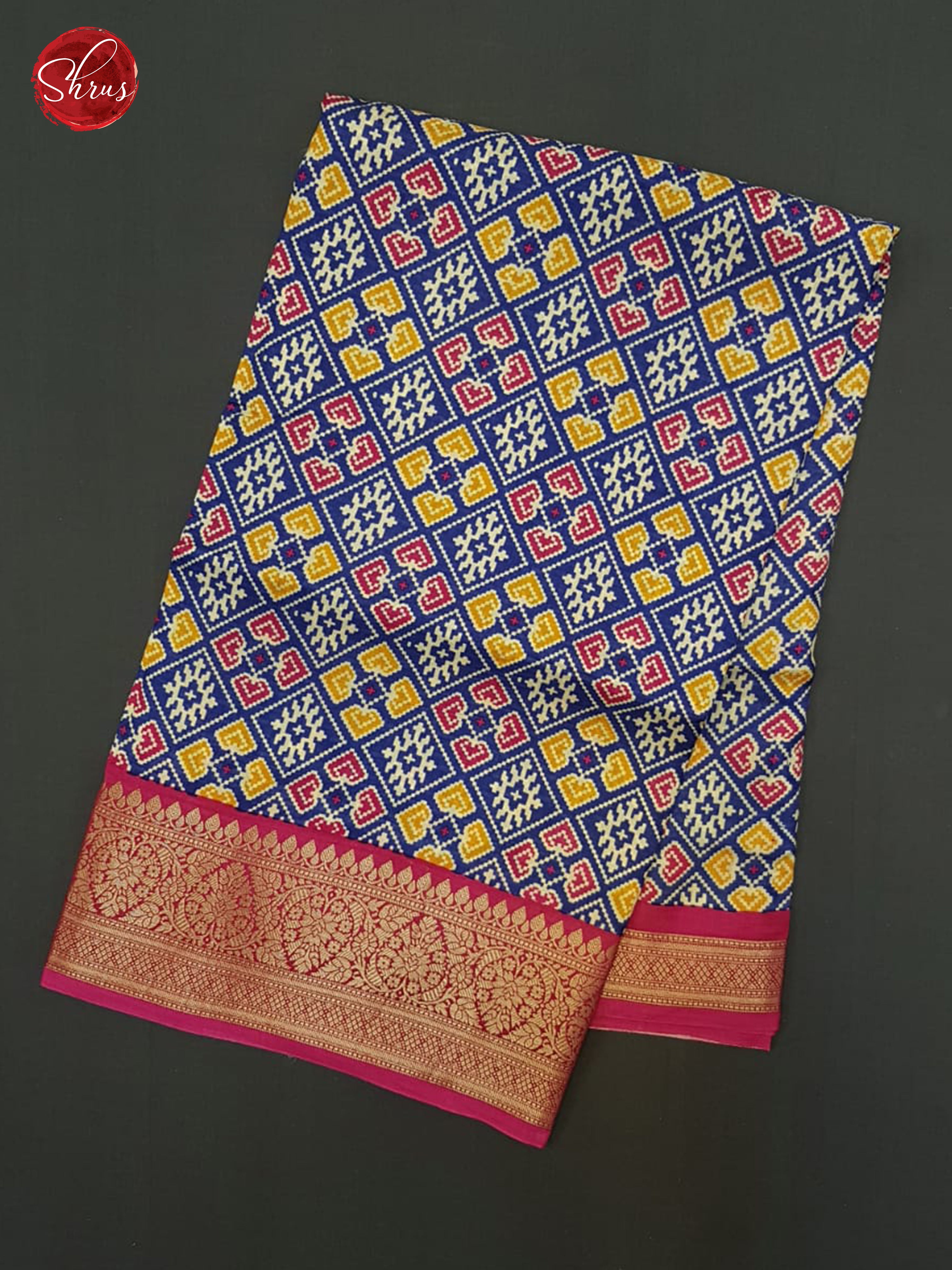 Blue & Pink - Semi Crepe Saree - Shop on ShrusEternity.com