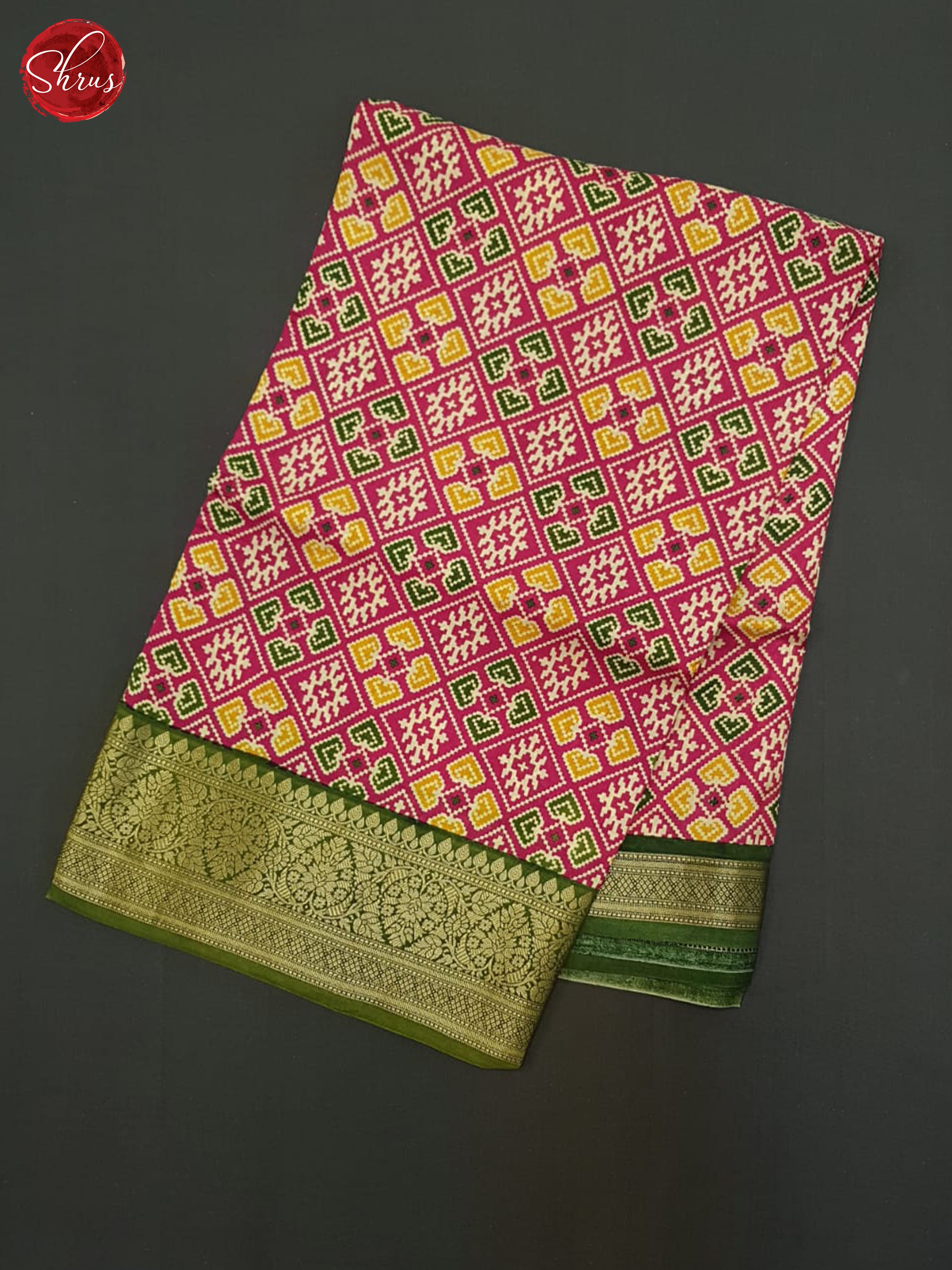 Pink & Green - Semi Crepe Saree - Shop on ShrusEternity.com