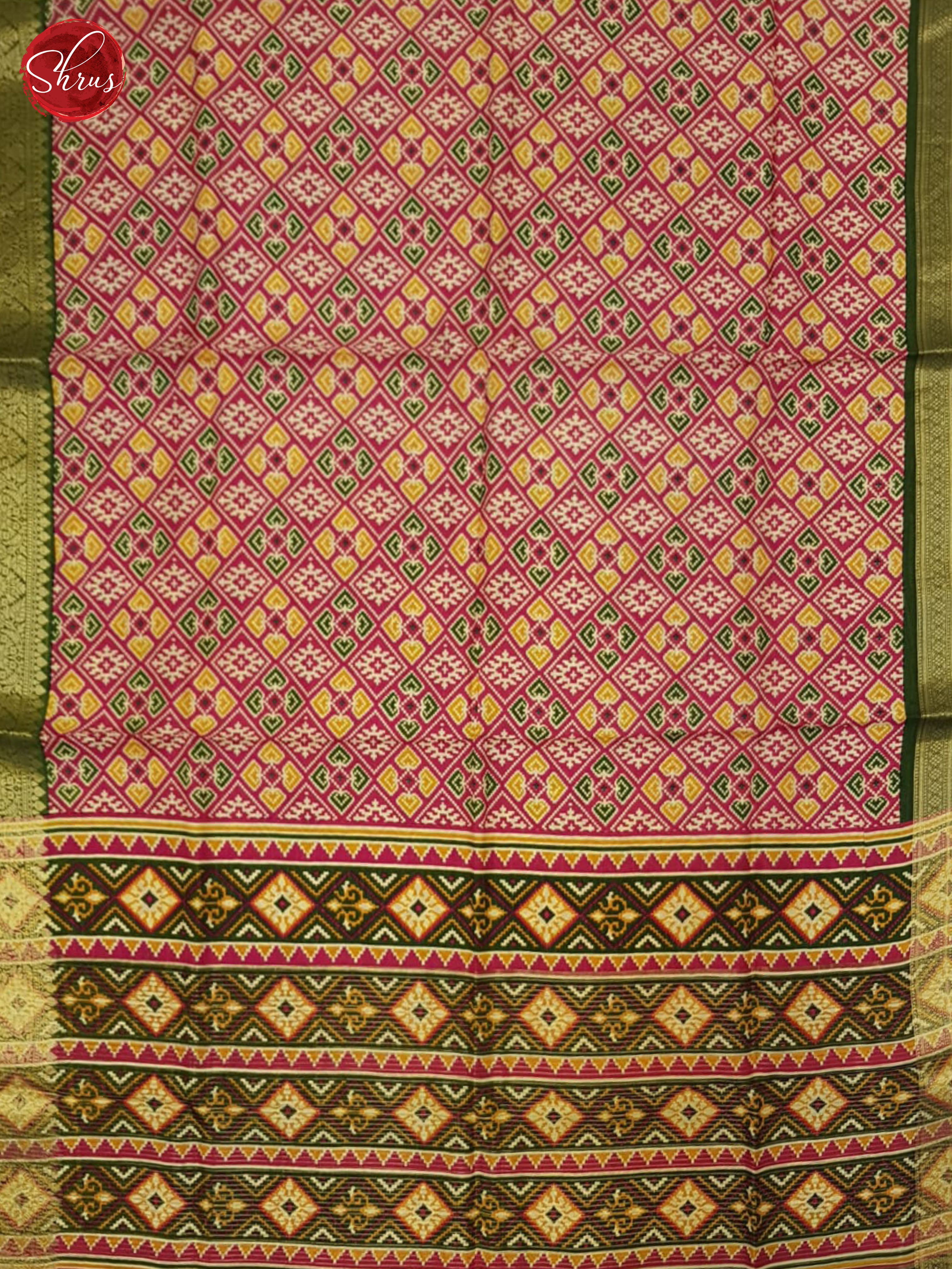 Pink & Green - Semi Crepe Saree - Shop on ShrusEternity.com