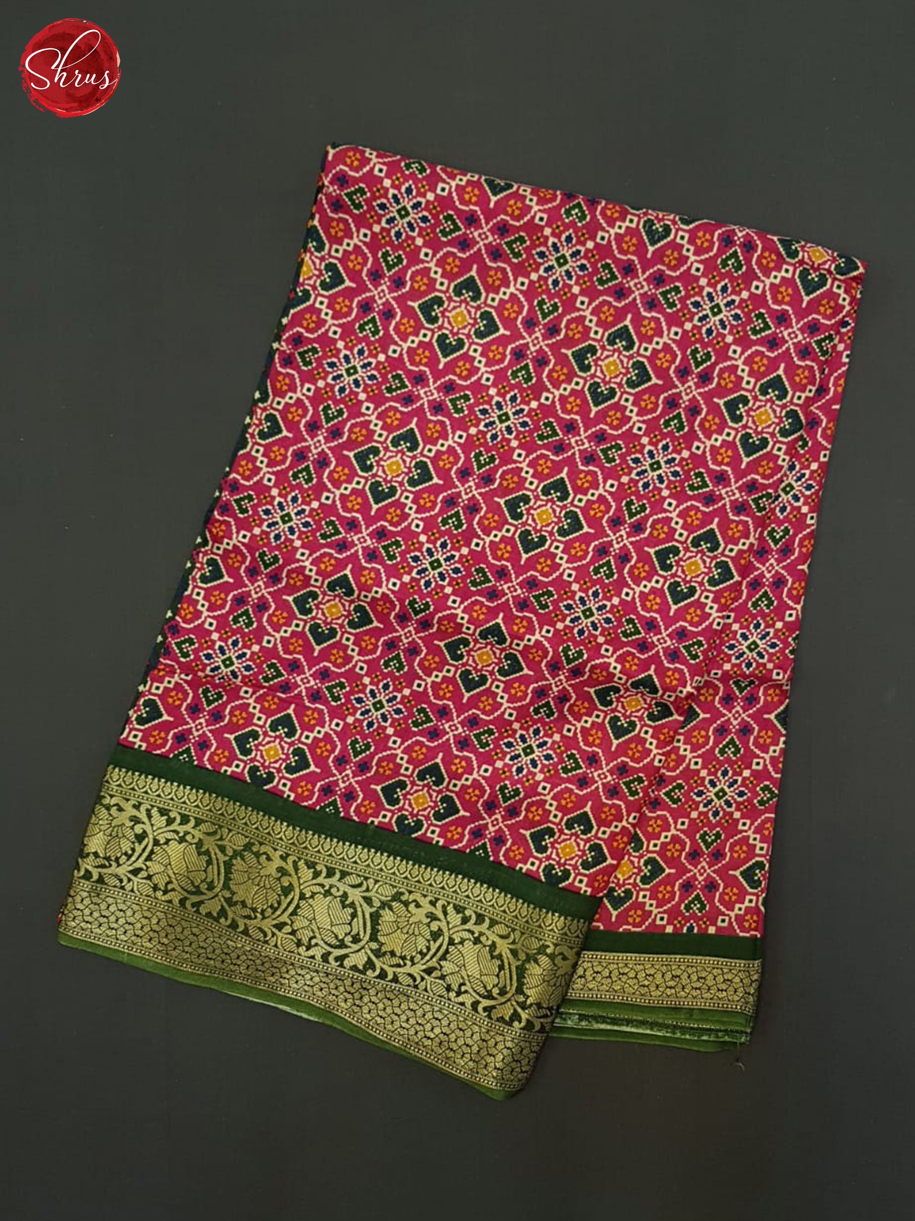 Pink & Green - Semi Crepe Saree - Shop on ShrusEternity.com