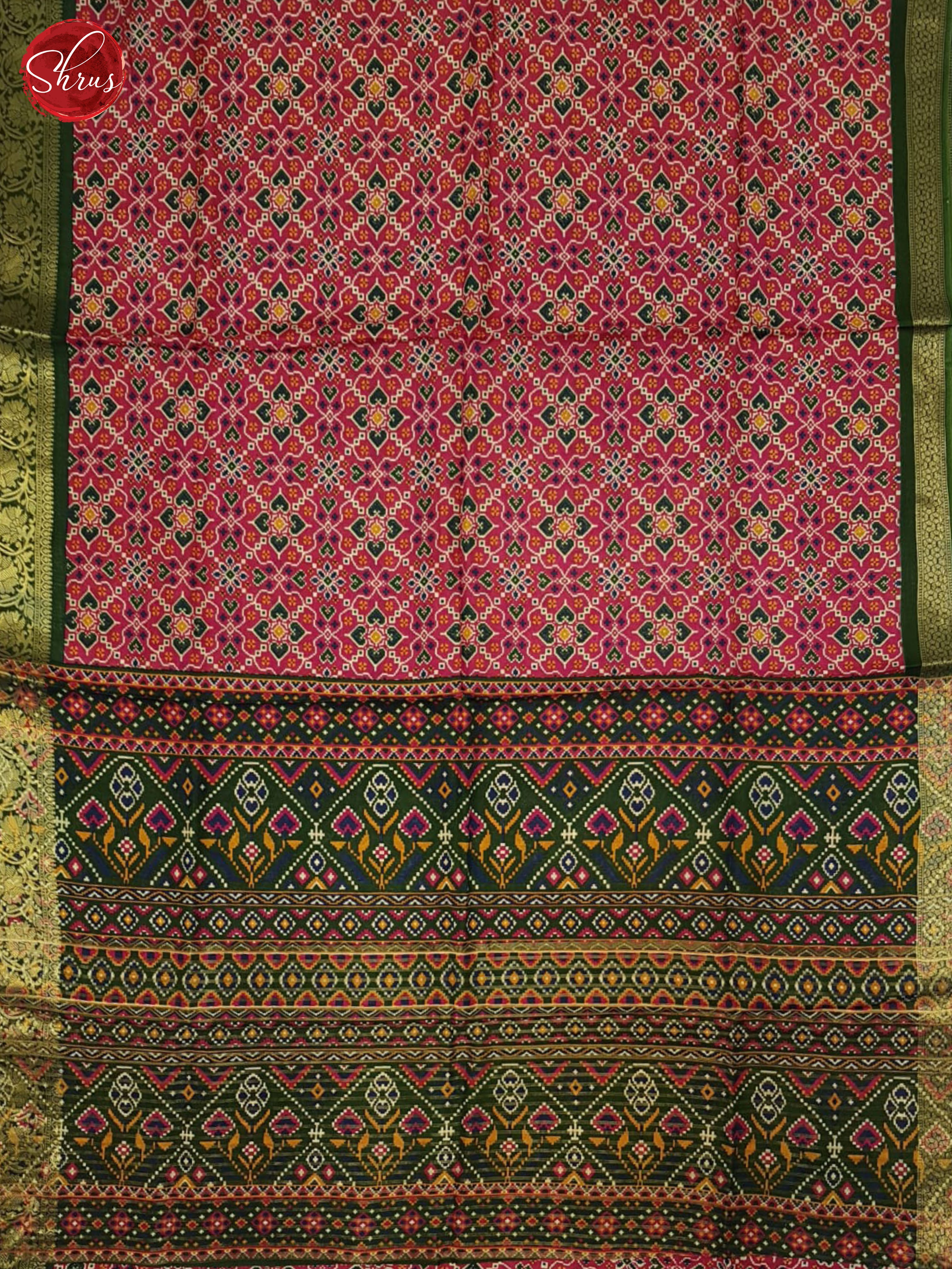 Pink & Green - Semi Crepe Saree - Shop on ShrusEternity.com