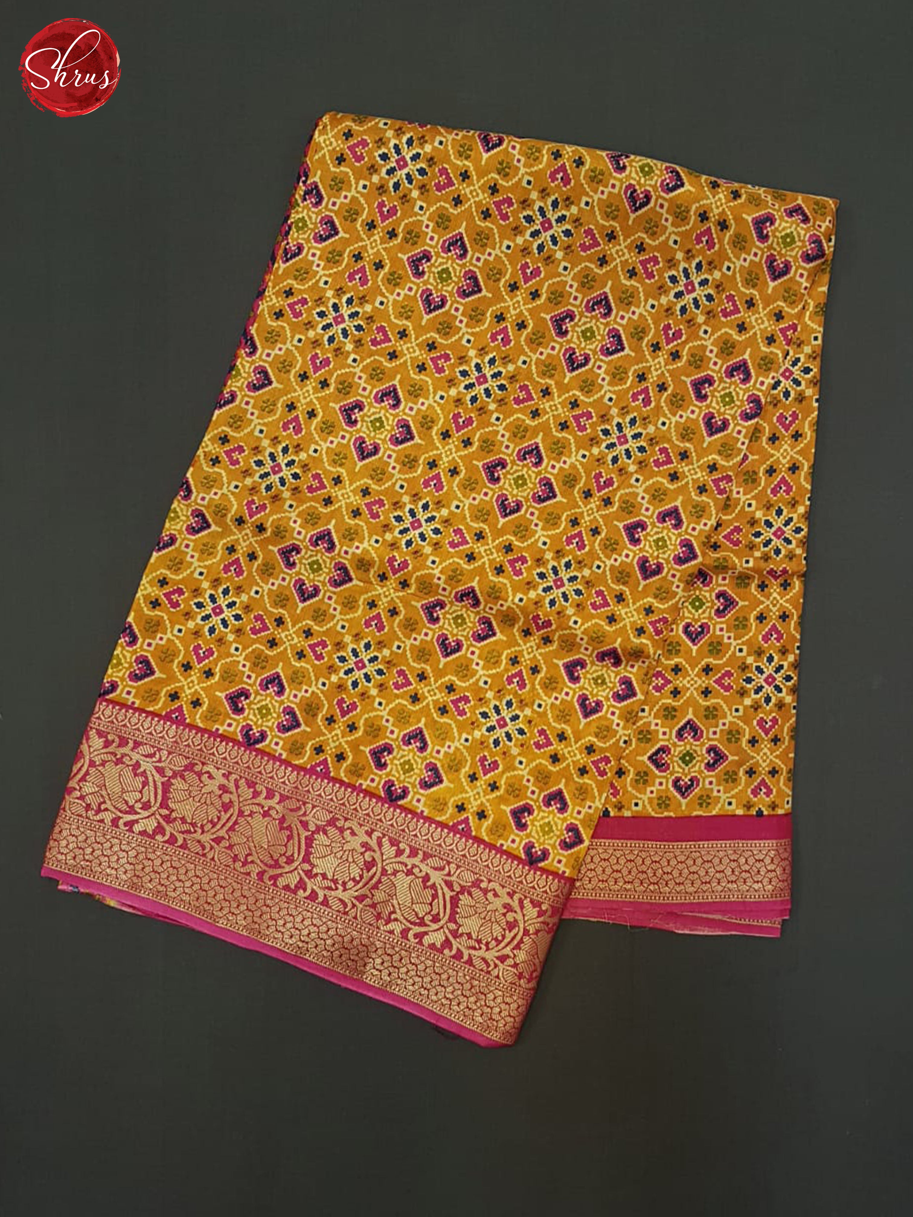 Mustard & Pink - Semi Crepe Saree - Shop on ShrusEternity.com