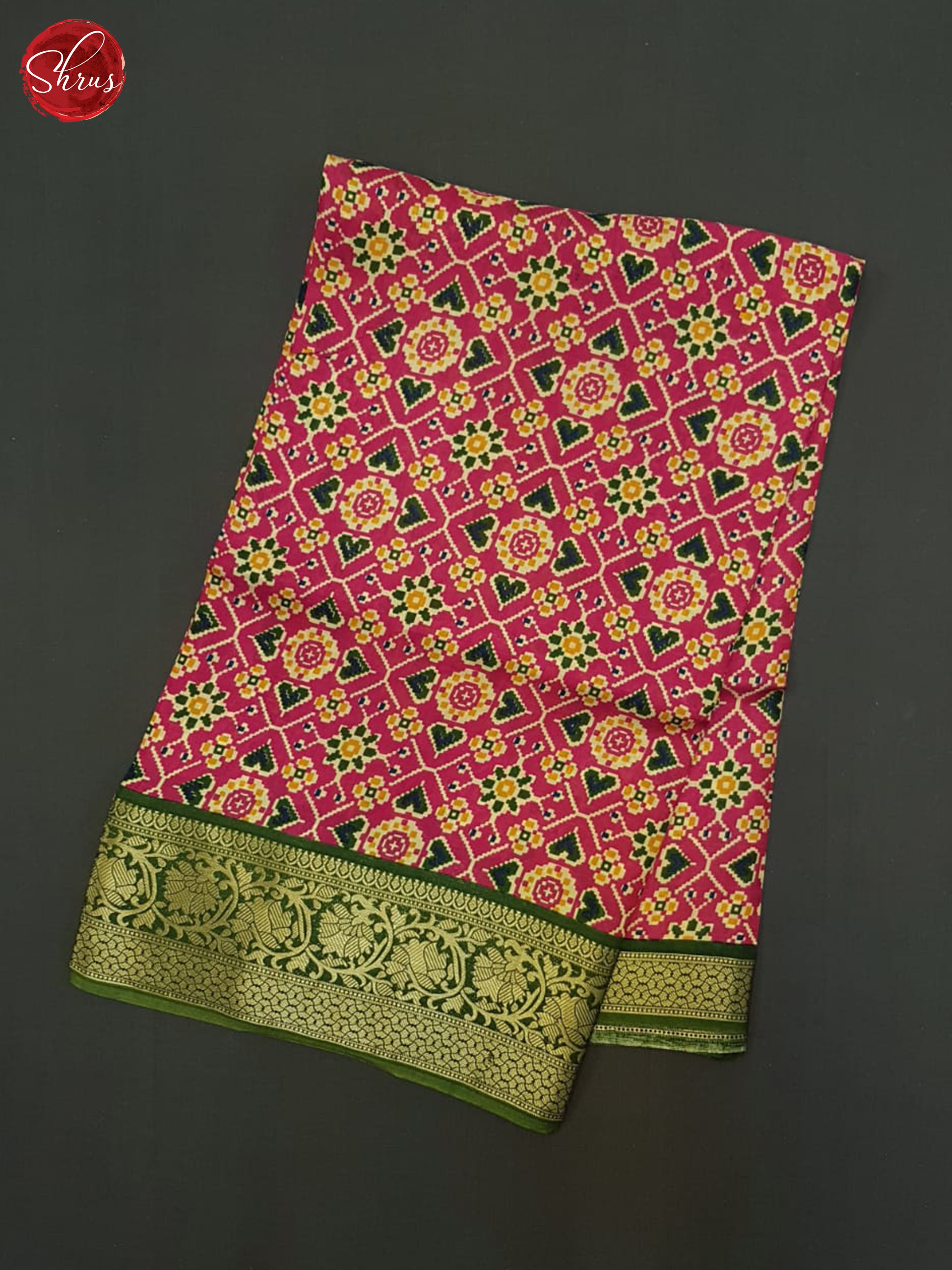 Pink & Green - Semi Crepe Saree - Shop on ShrusEternity.com