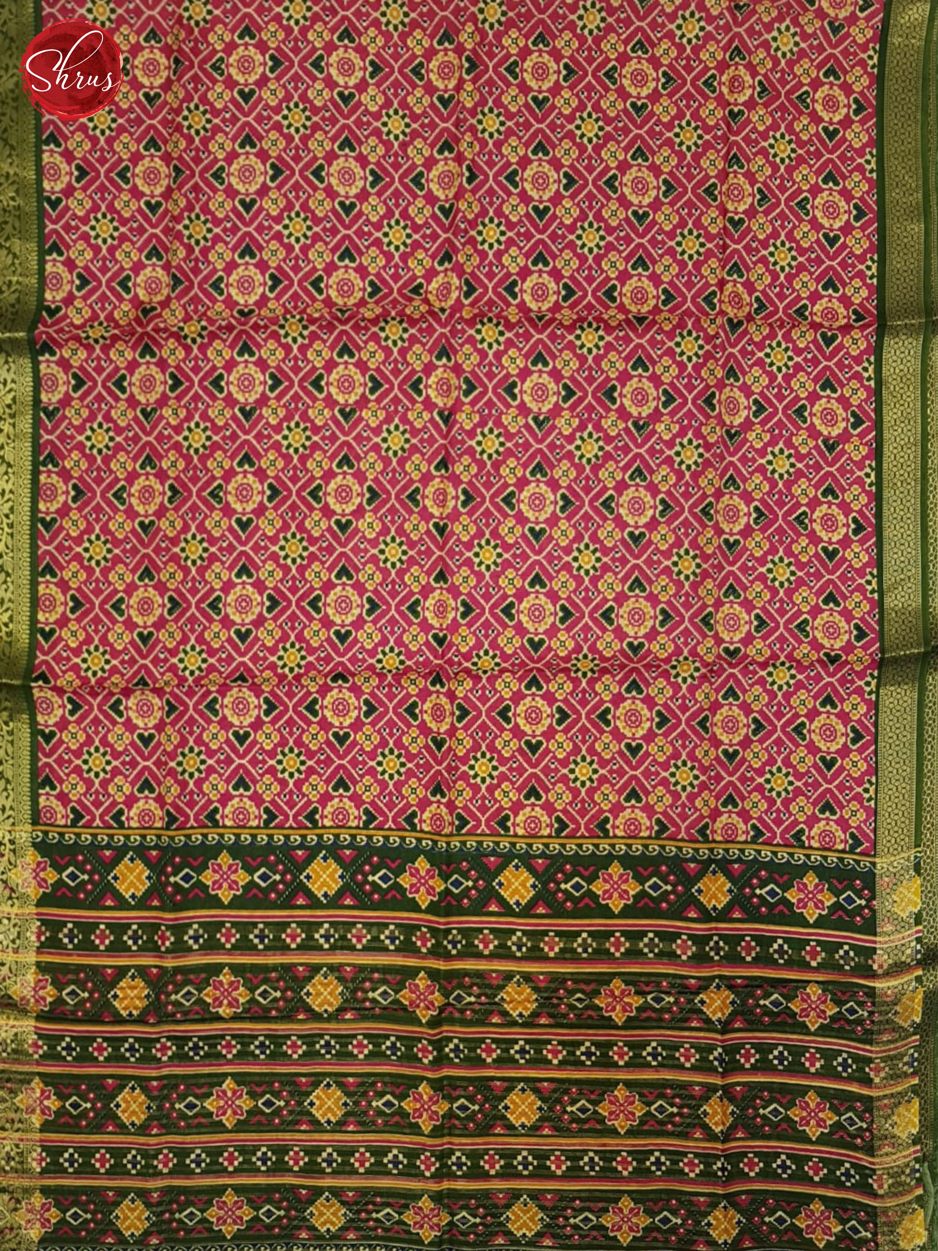 Pink & Green - Semi Crepe Saree - Shop on ShrusEternity.com