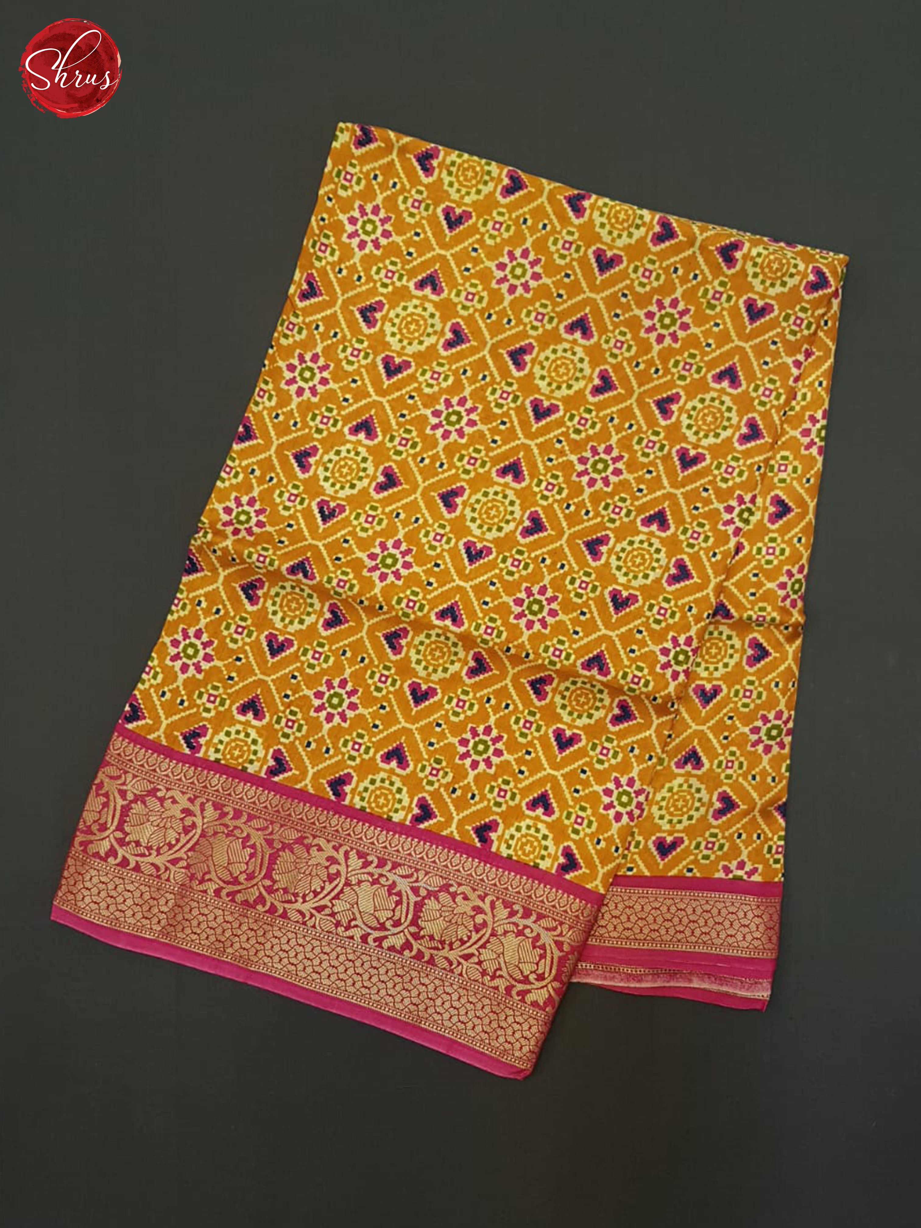 Mustard & Pink - Semi Crepe Saree - Shop on ShrusEternity.com