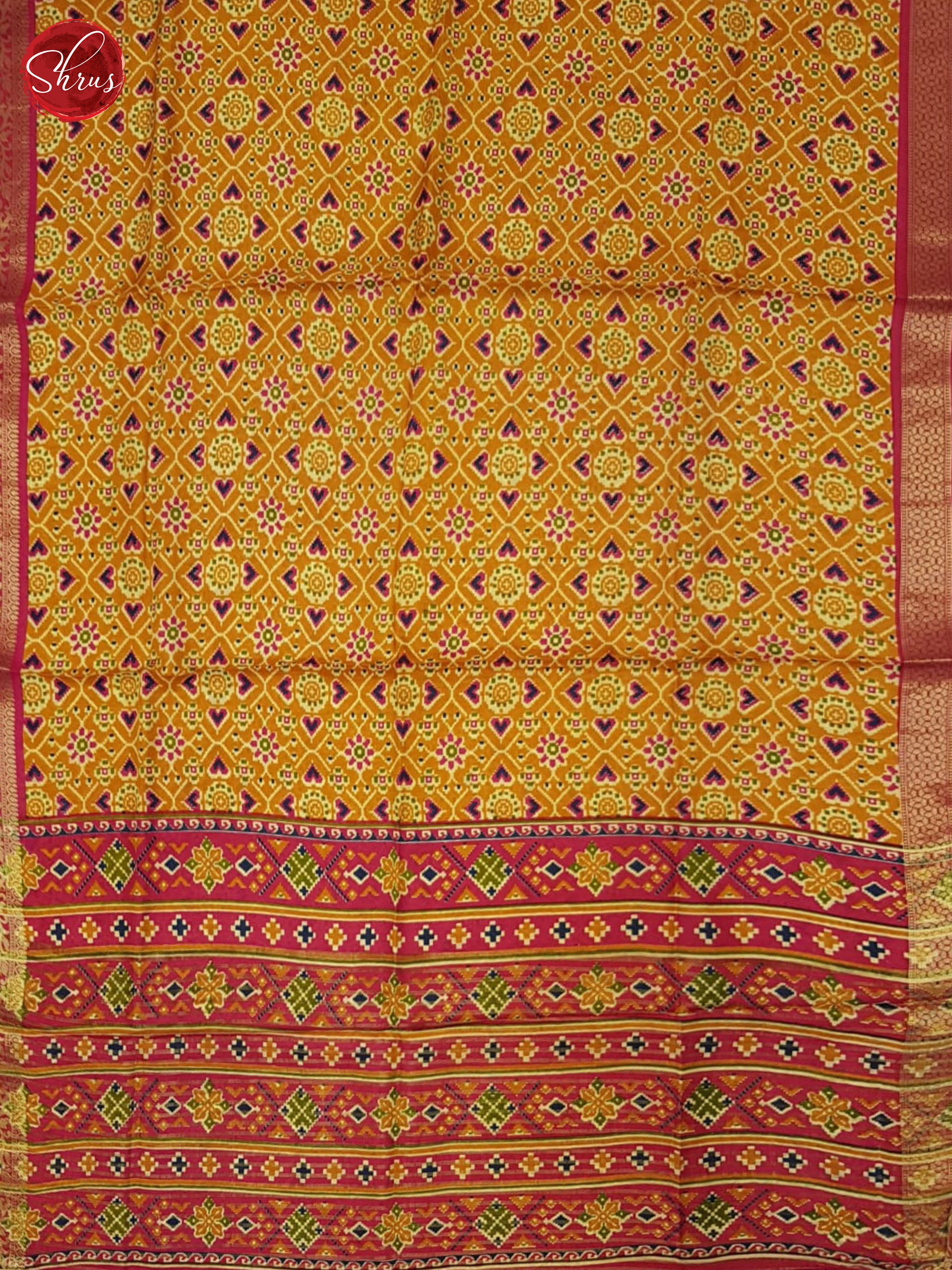 Mustard & Pink - Semi Crepe Saree - Shop on ShrusEternity.com