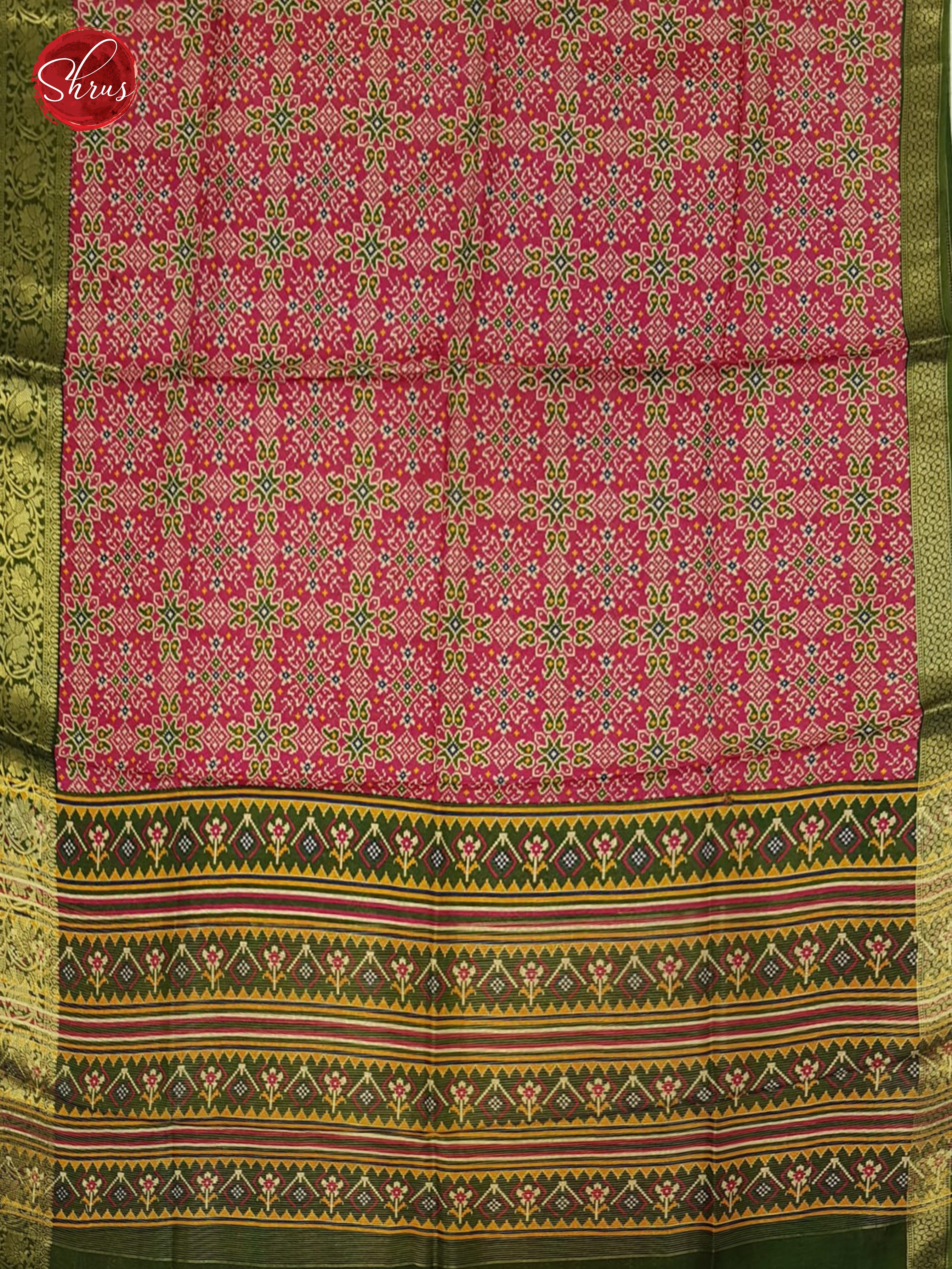 Pink & Green- Semi Crepe Saree - Shop on ShrusEternity.com