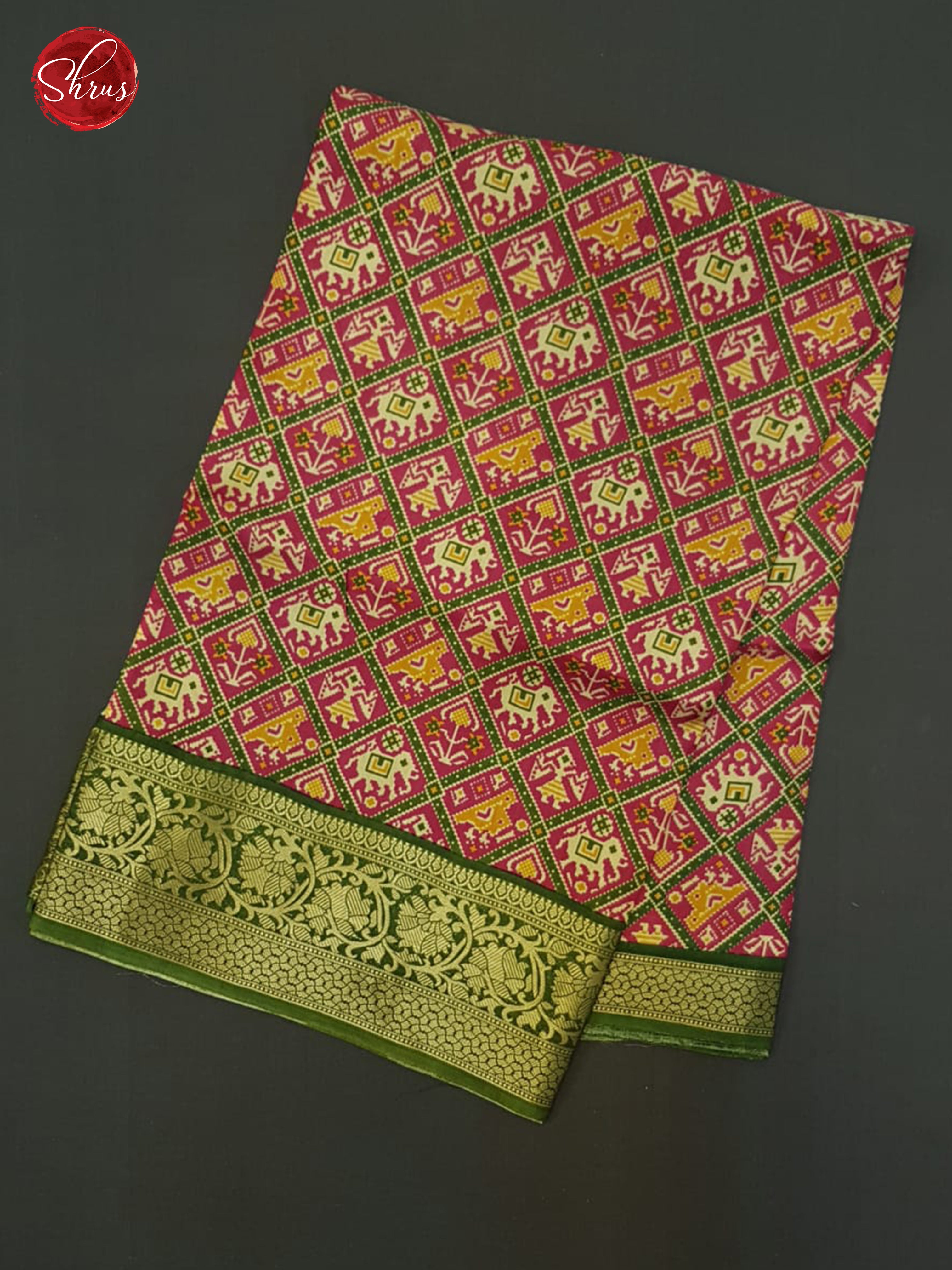 Pink & Green - Semi Crepe Saree - Shop on ShrusEternity.com