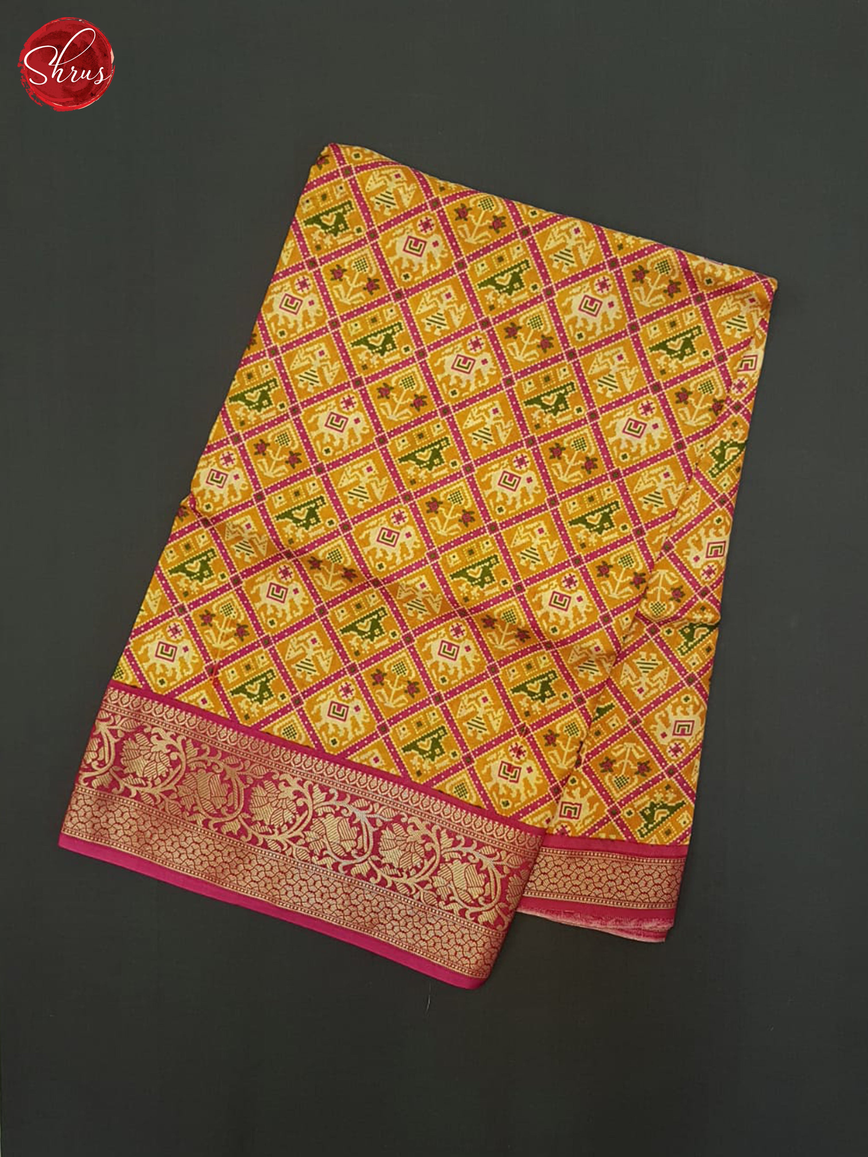 Mustard & Pink - Semi Crepe Saree - Shop on ShrusEternity.com