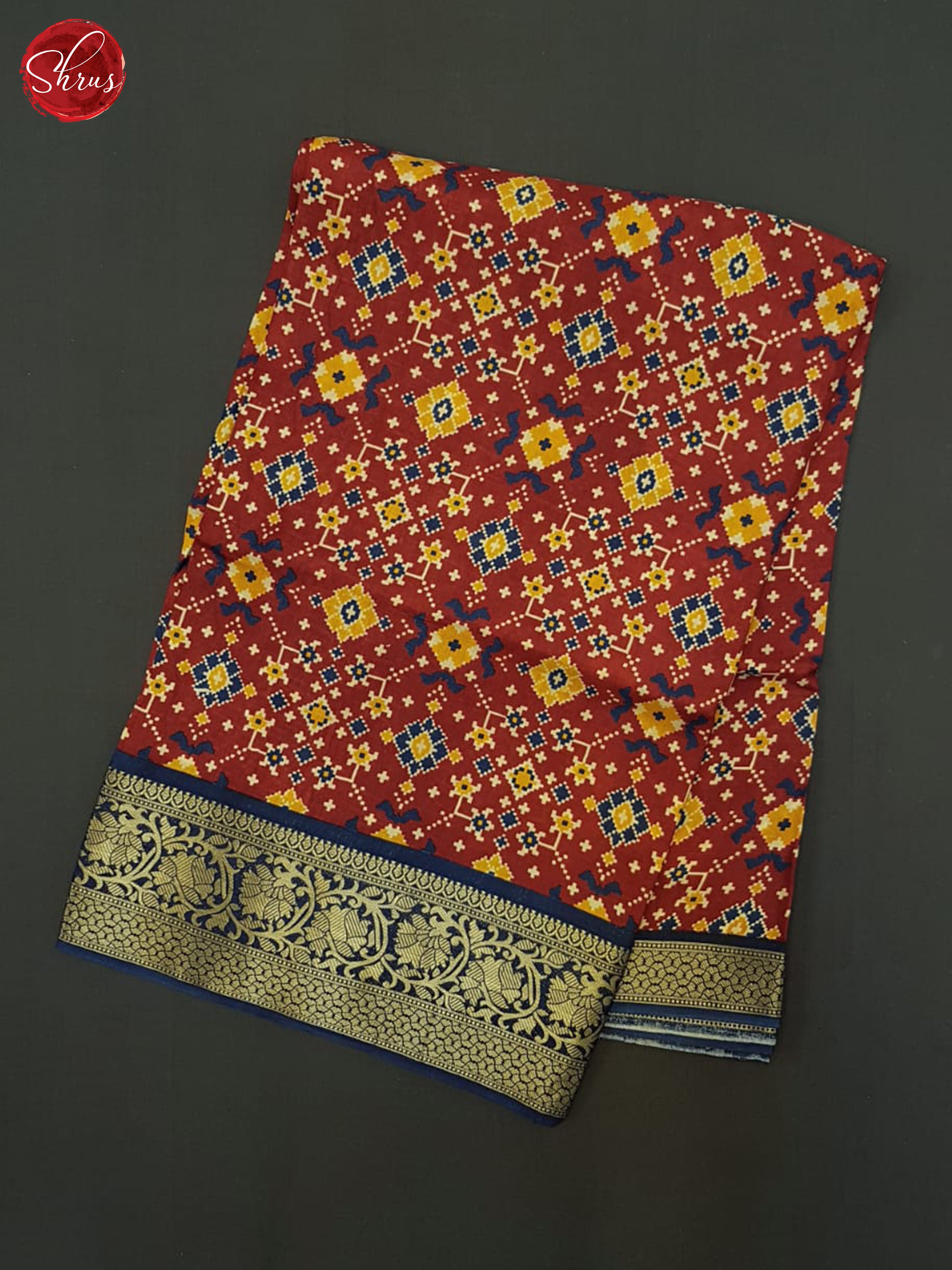 Maroon & Blue- Semi Crepe Saree - Shop on ShrusEternity.com