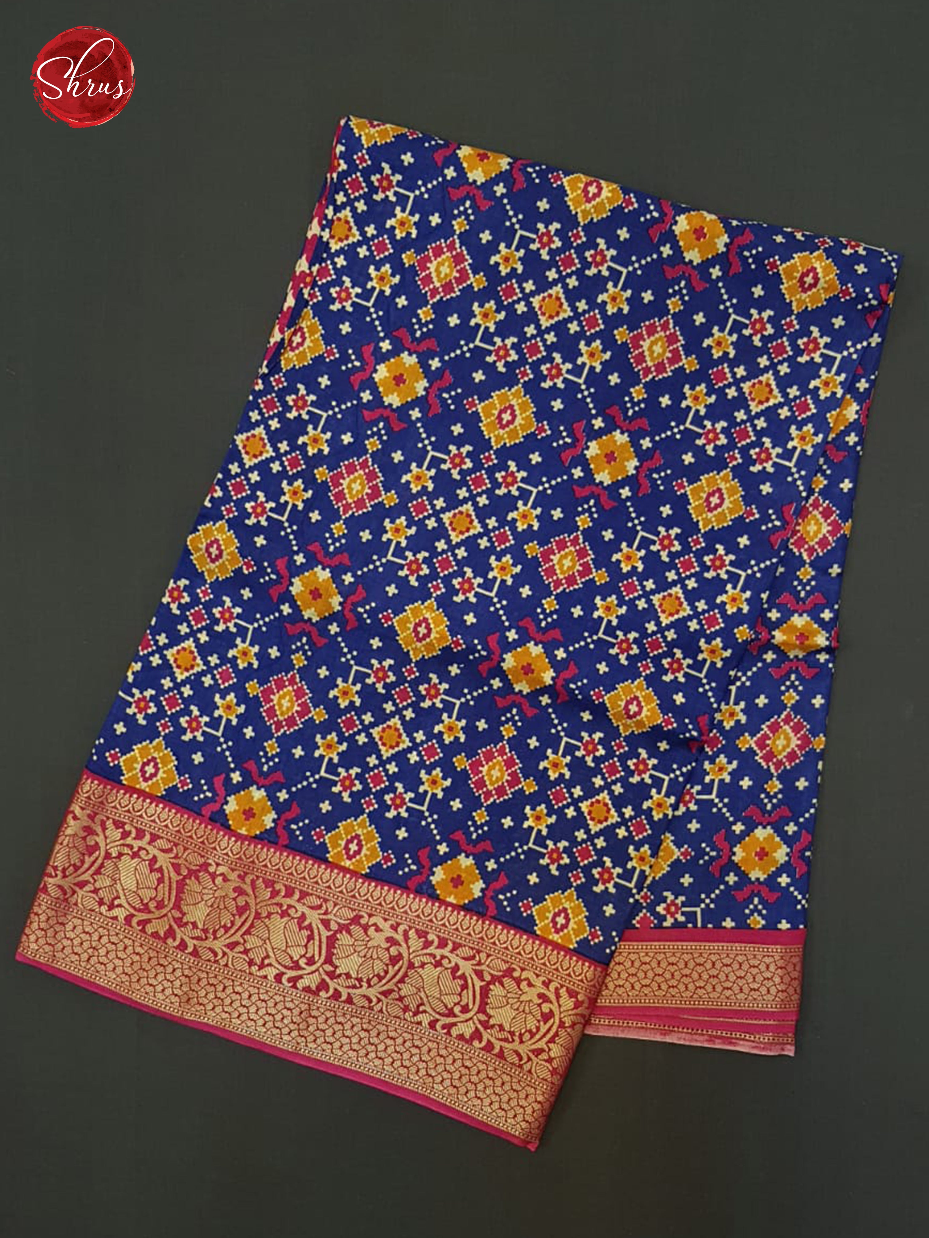 Blue & Pink - Semi Crepe Saree - Shop on ShrusEternity.com