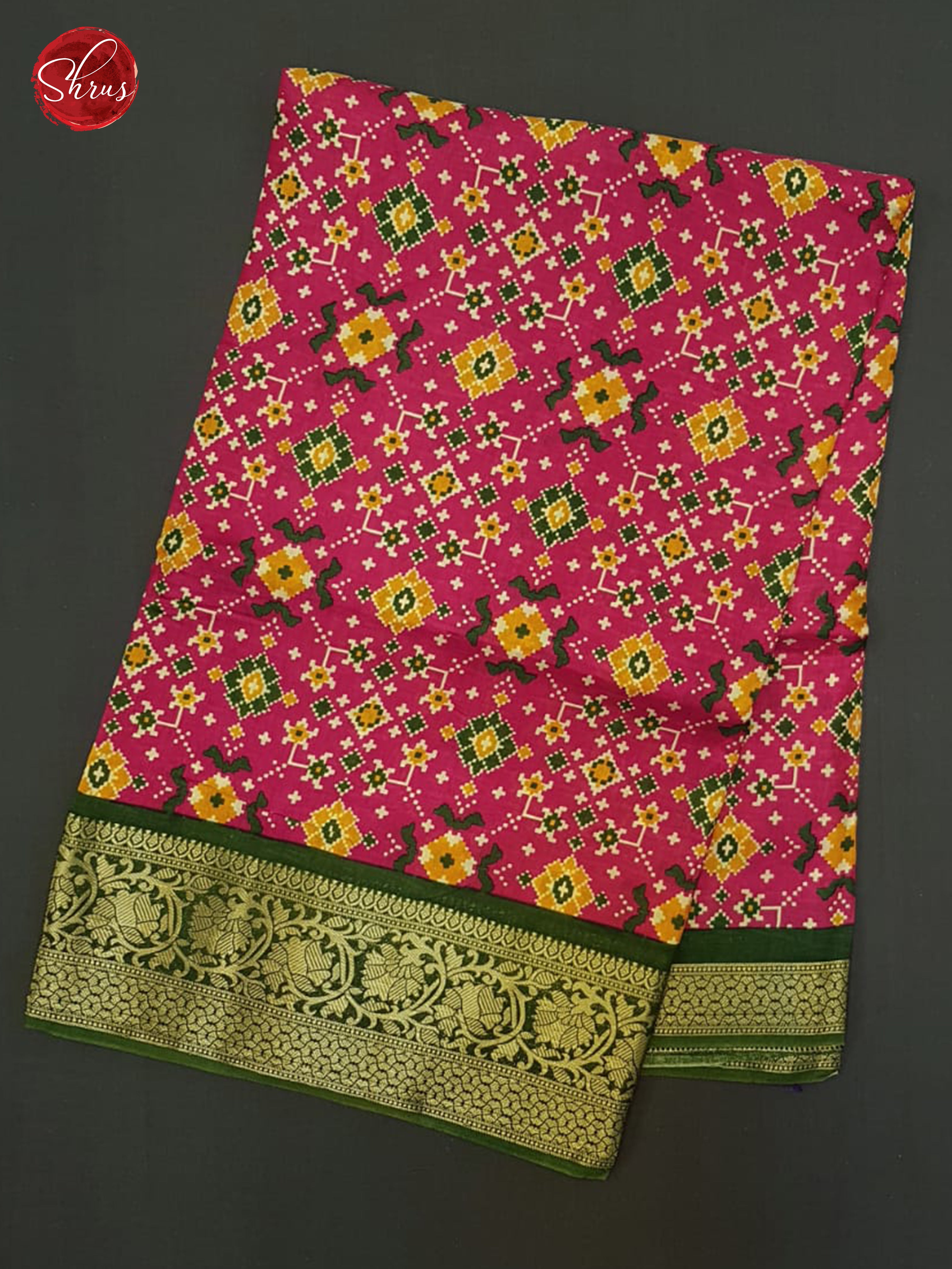 Pink & Green - Semi Crepe Saree - Shop on ShrusEternity.com