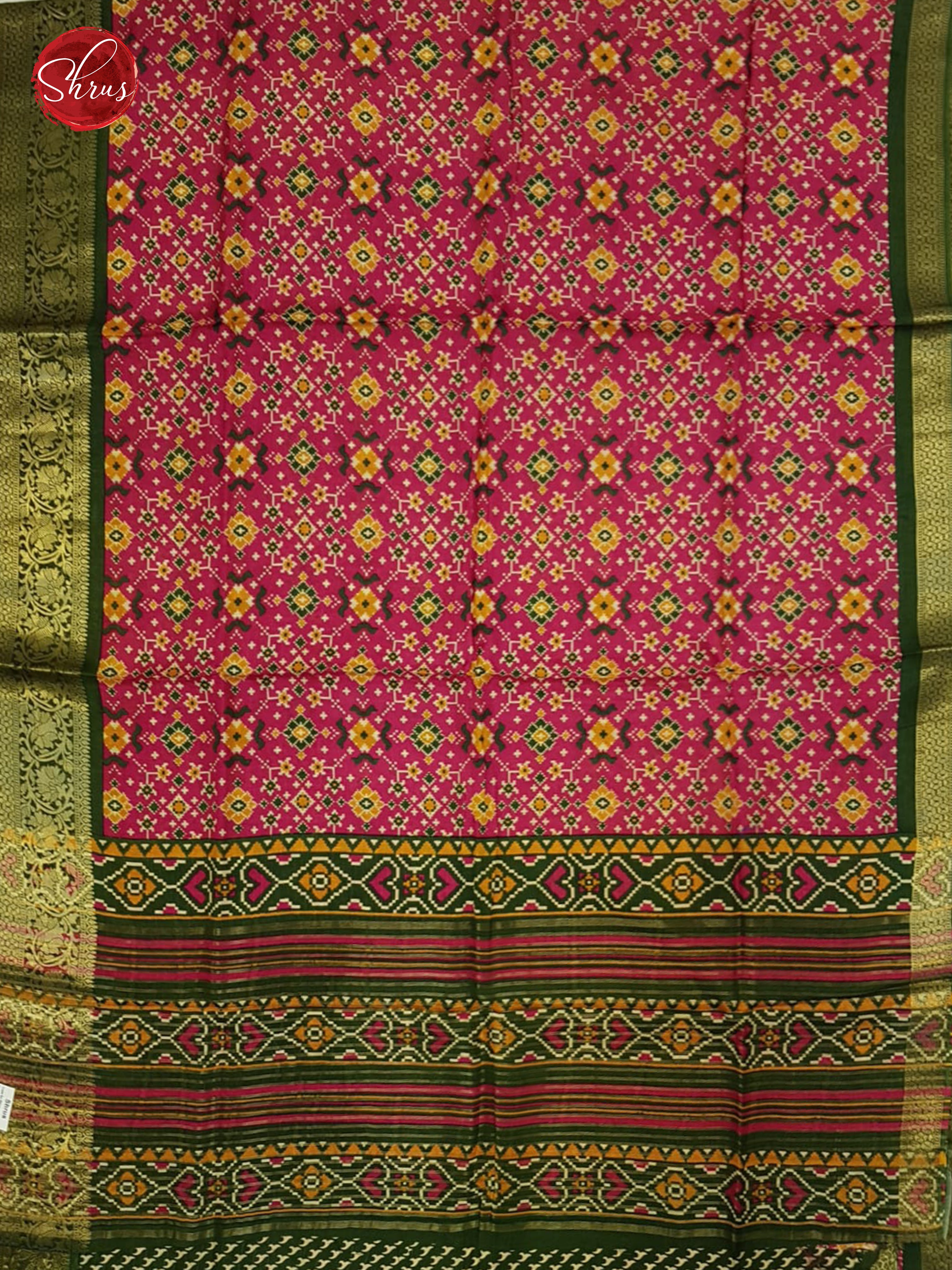 Pink & Green - Semi Crepe Saree - Shop on ShrusEternity.com