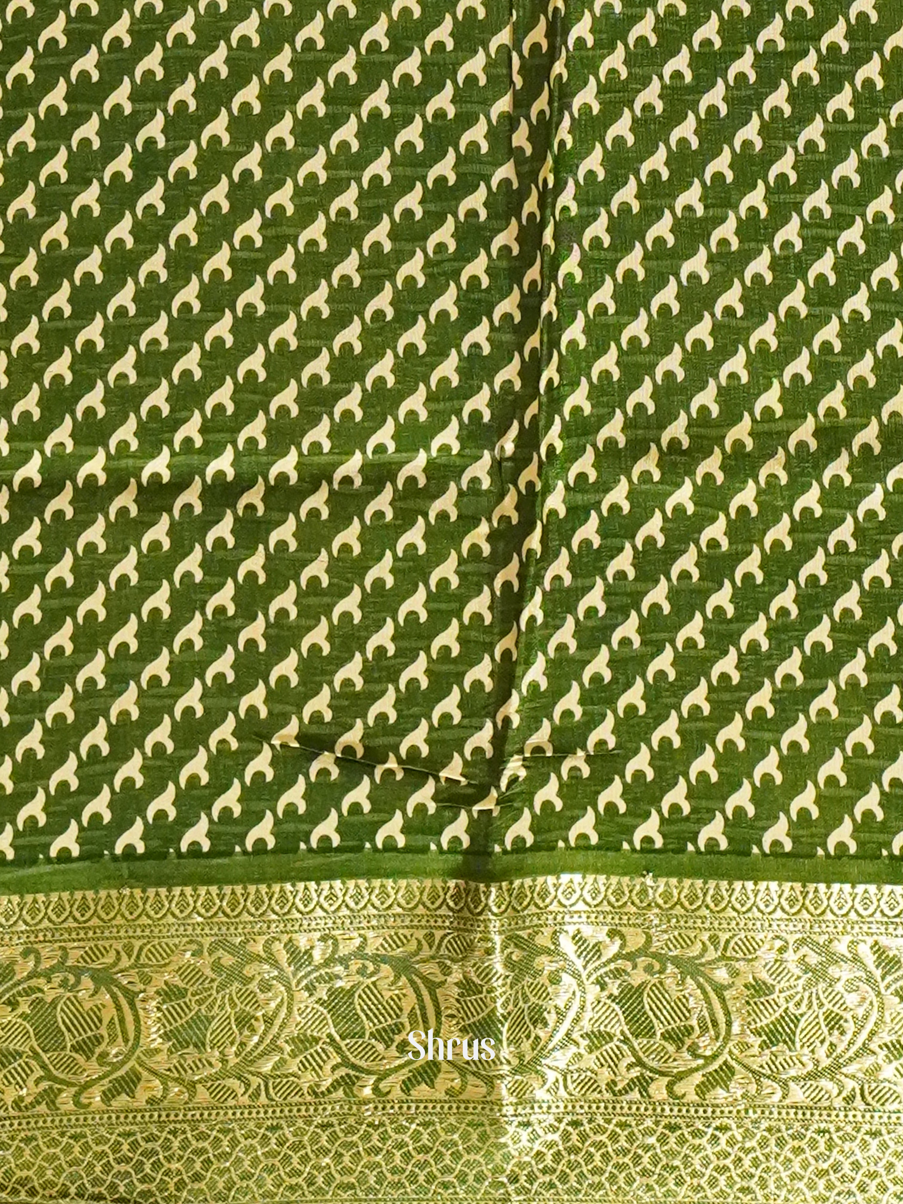 Pink & Green - Semi Crepe Saree