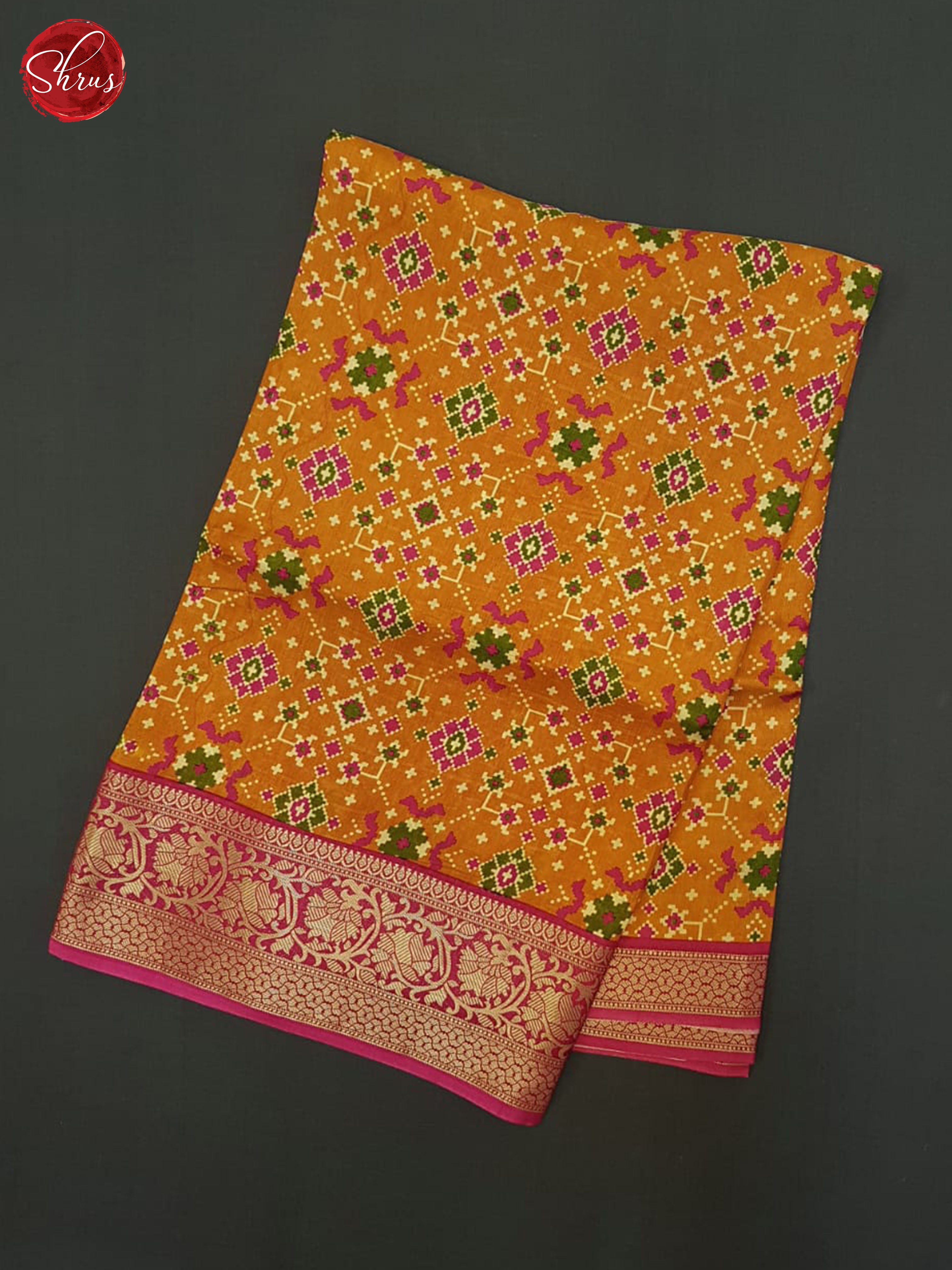 Orange & Pink - Semi Crepe Saree - Shop on ShrusEternity.com