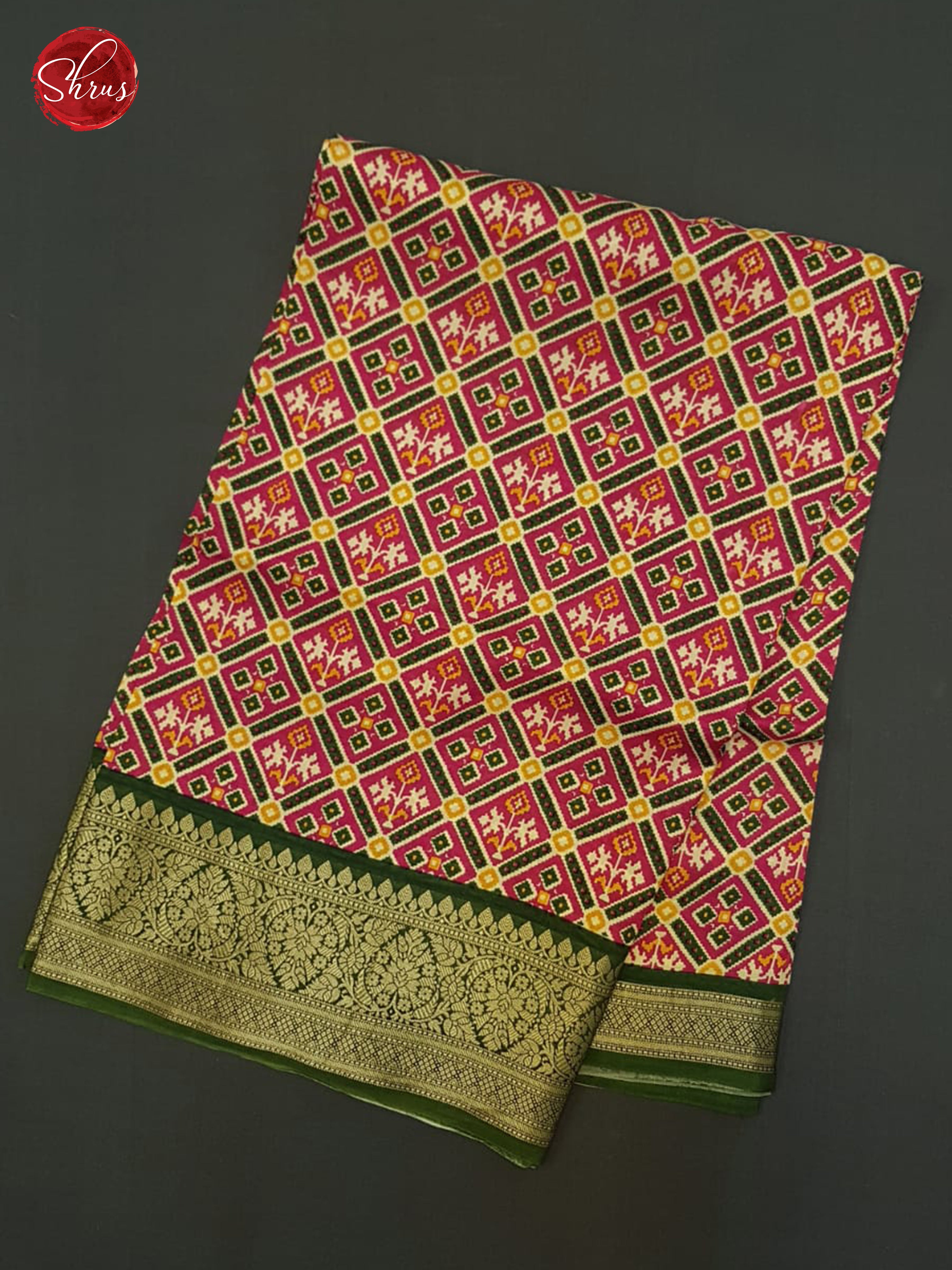 Pink & Green - Semi Crepe Saree - Shop on ShrusEternity.com