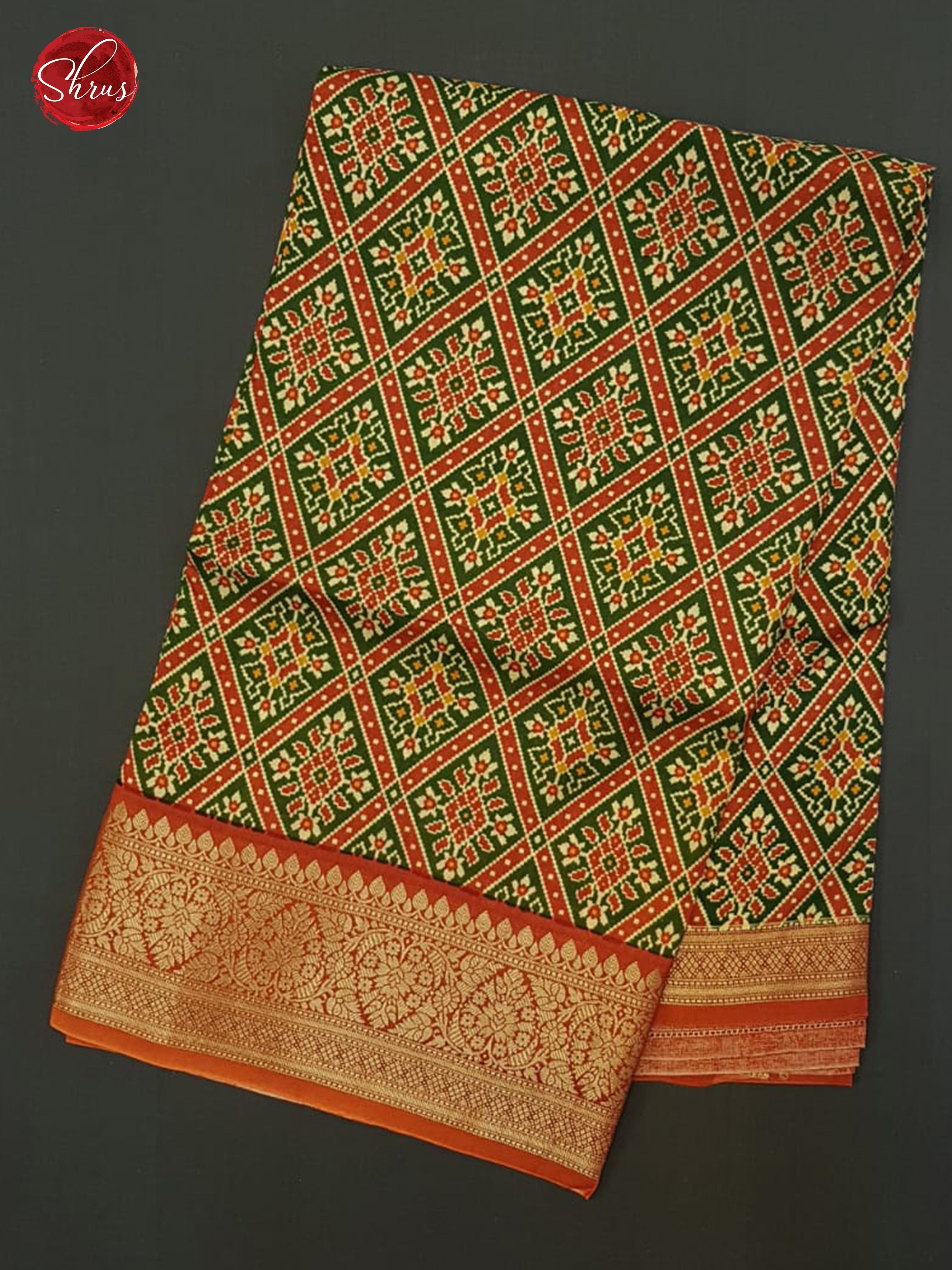 Green & Orange - Semi Crepe Saree - Shop on ShrusEternity.com