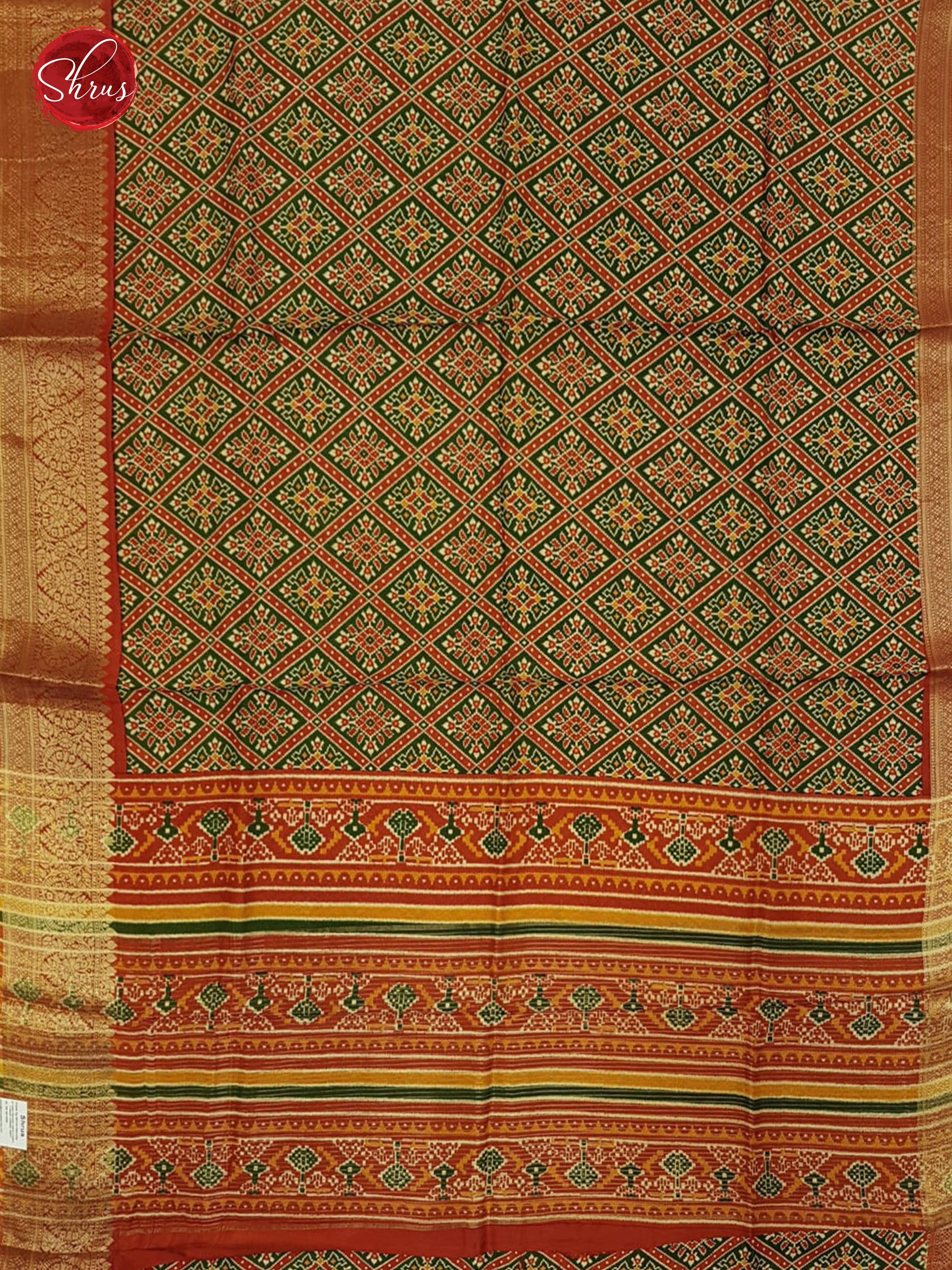 Green & Orange - Semi Crepe Saree - Shop on ShrusEternity.com