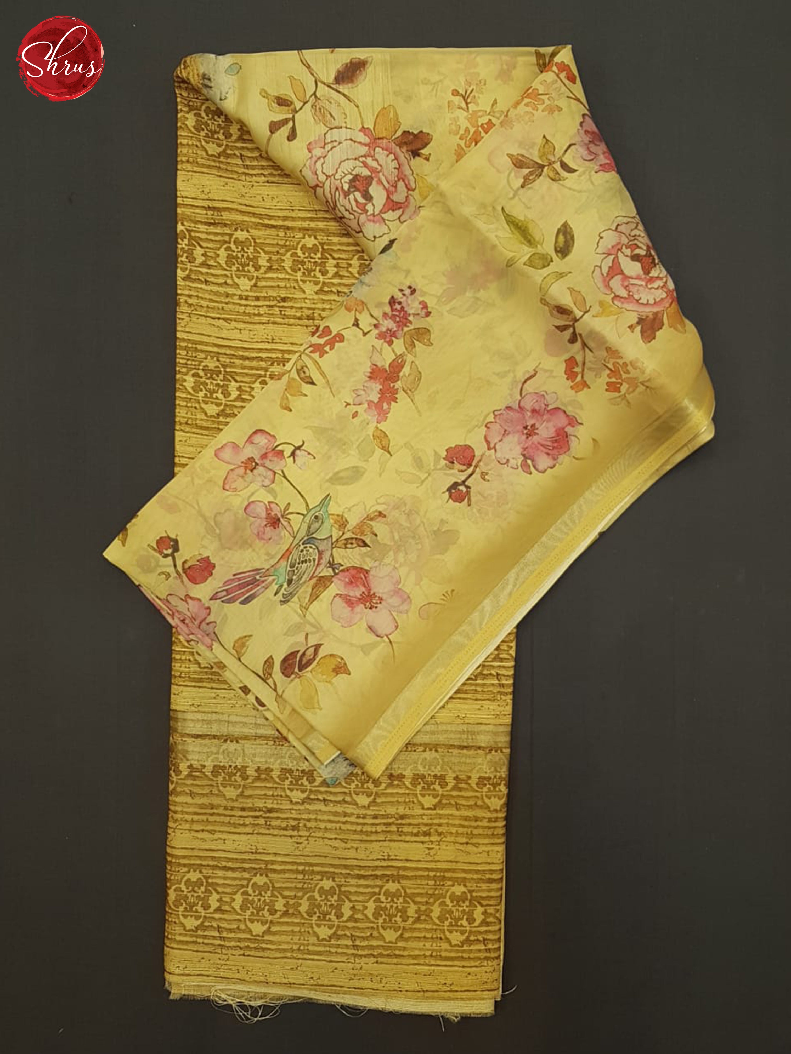 Pale Yellow & Mustard - Semi Organza Saree - Shop on ShrusEternity.com