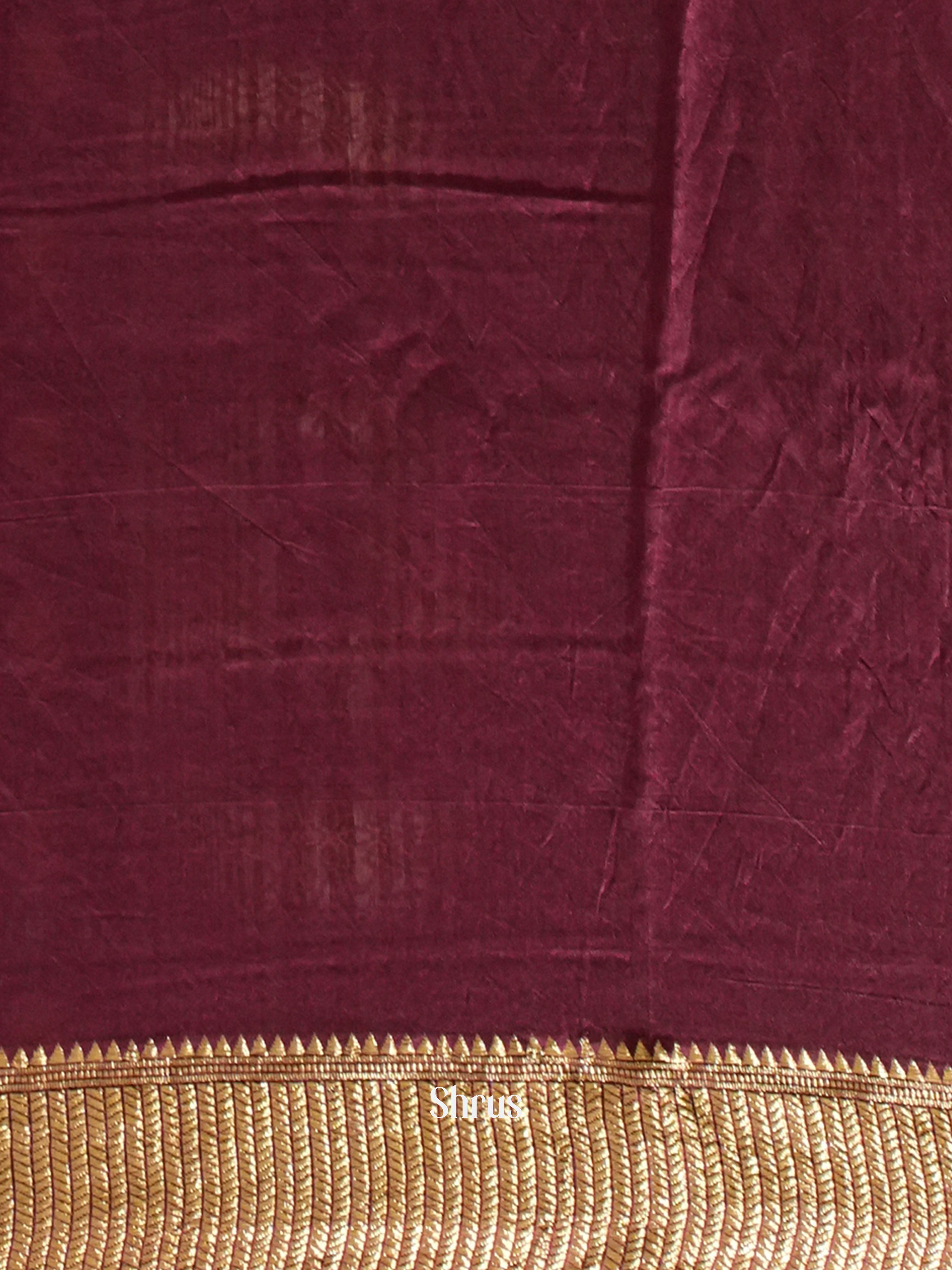 Wine(Single Tone)- Semi Chanderi Saree