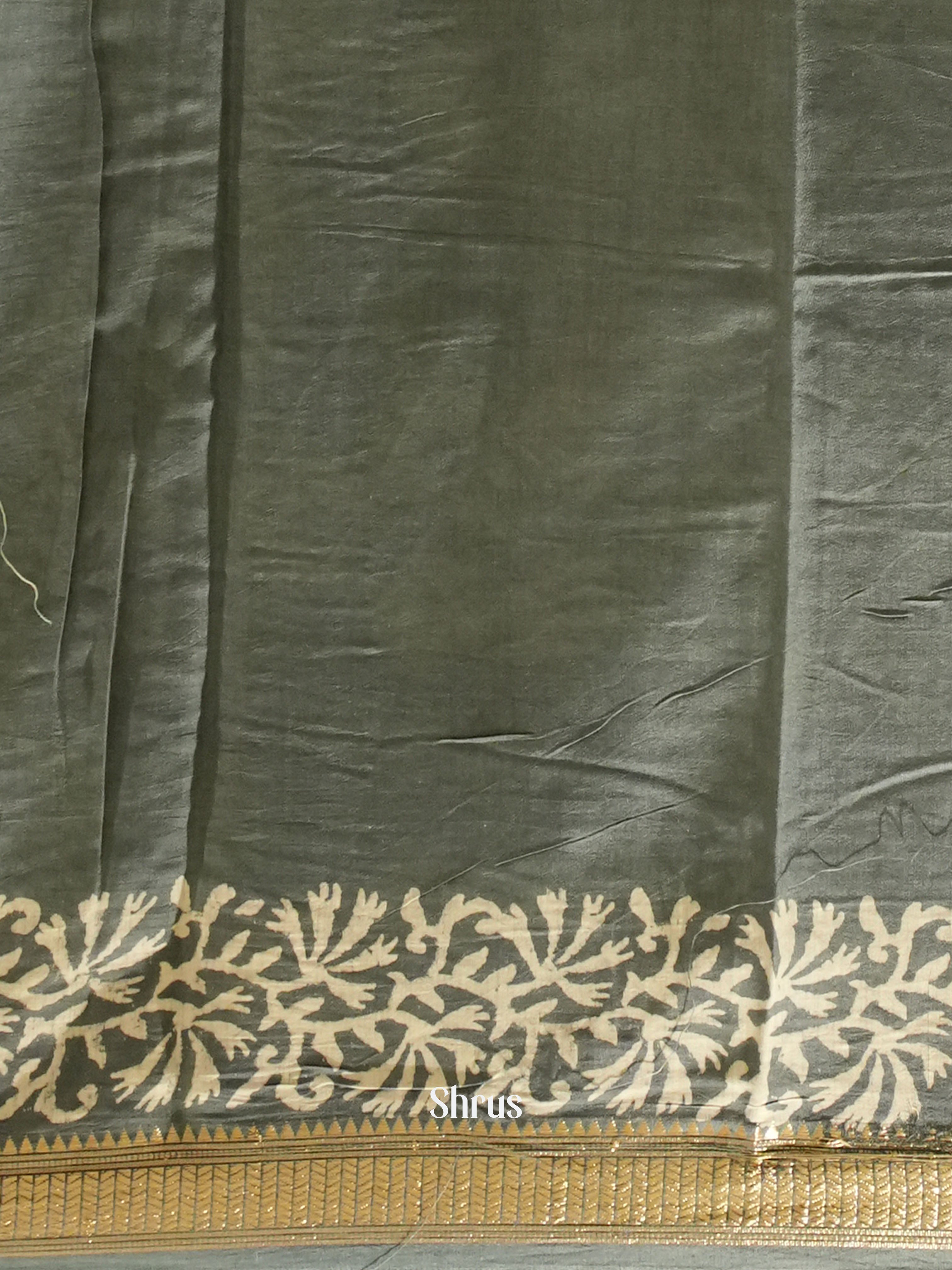 Grey(Single Tone)- Semi Chanderi Saree