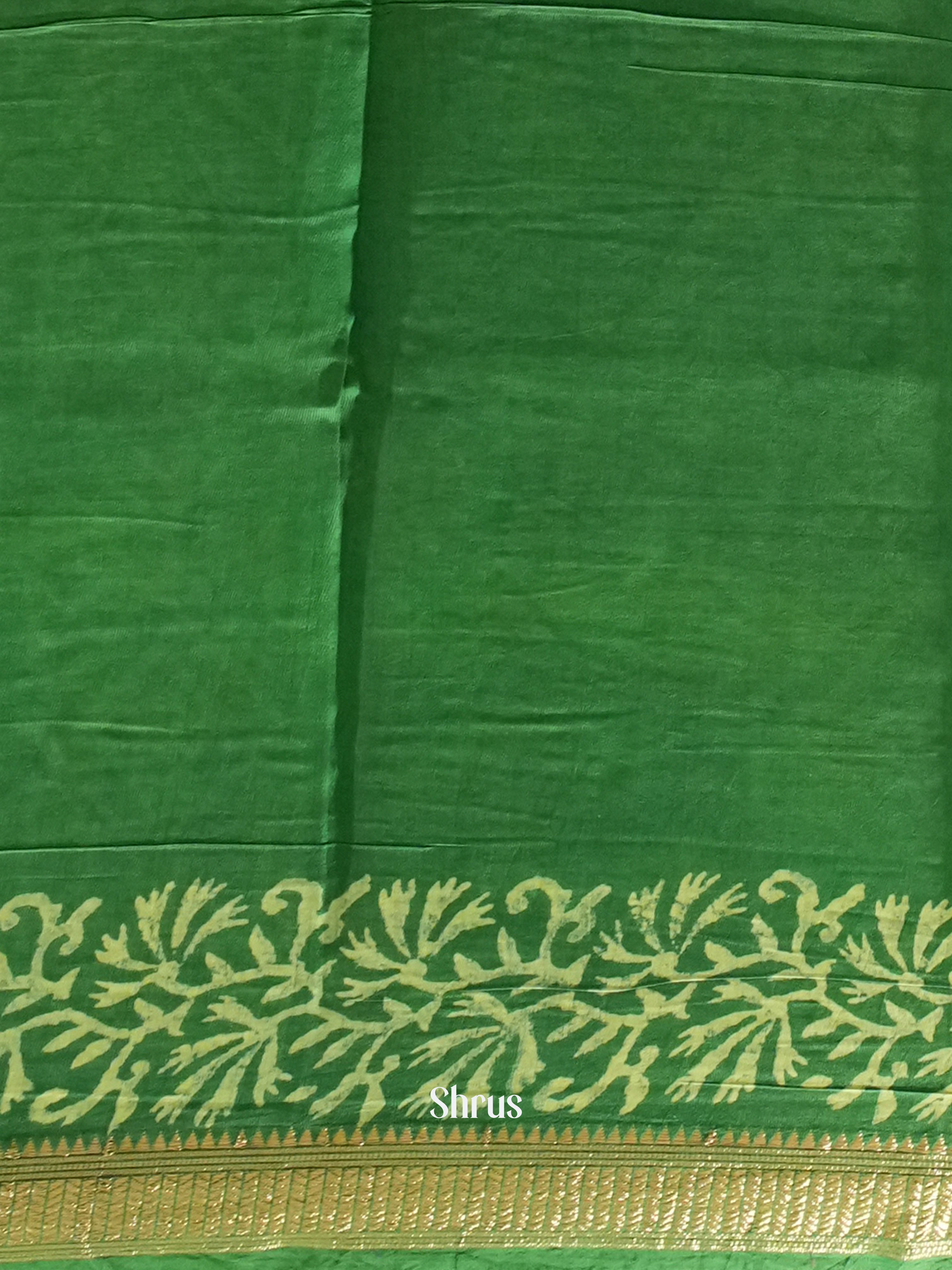 Green(Single Tone) - Semi Chanderi Saree