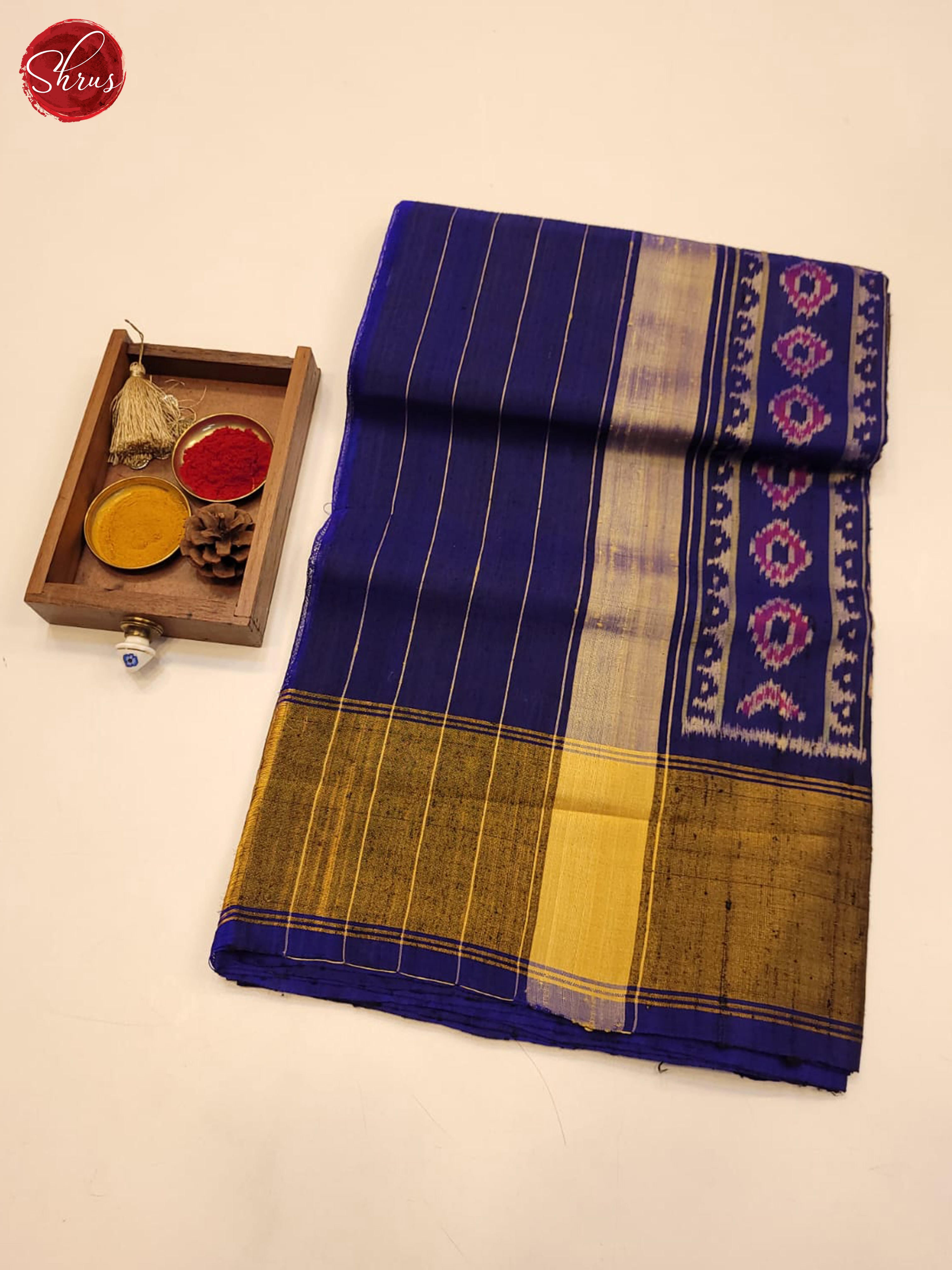 Blue(Single Tone)- Ikkat Silk Saree - Shop on ShrusEternity.com