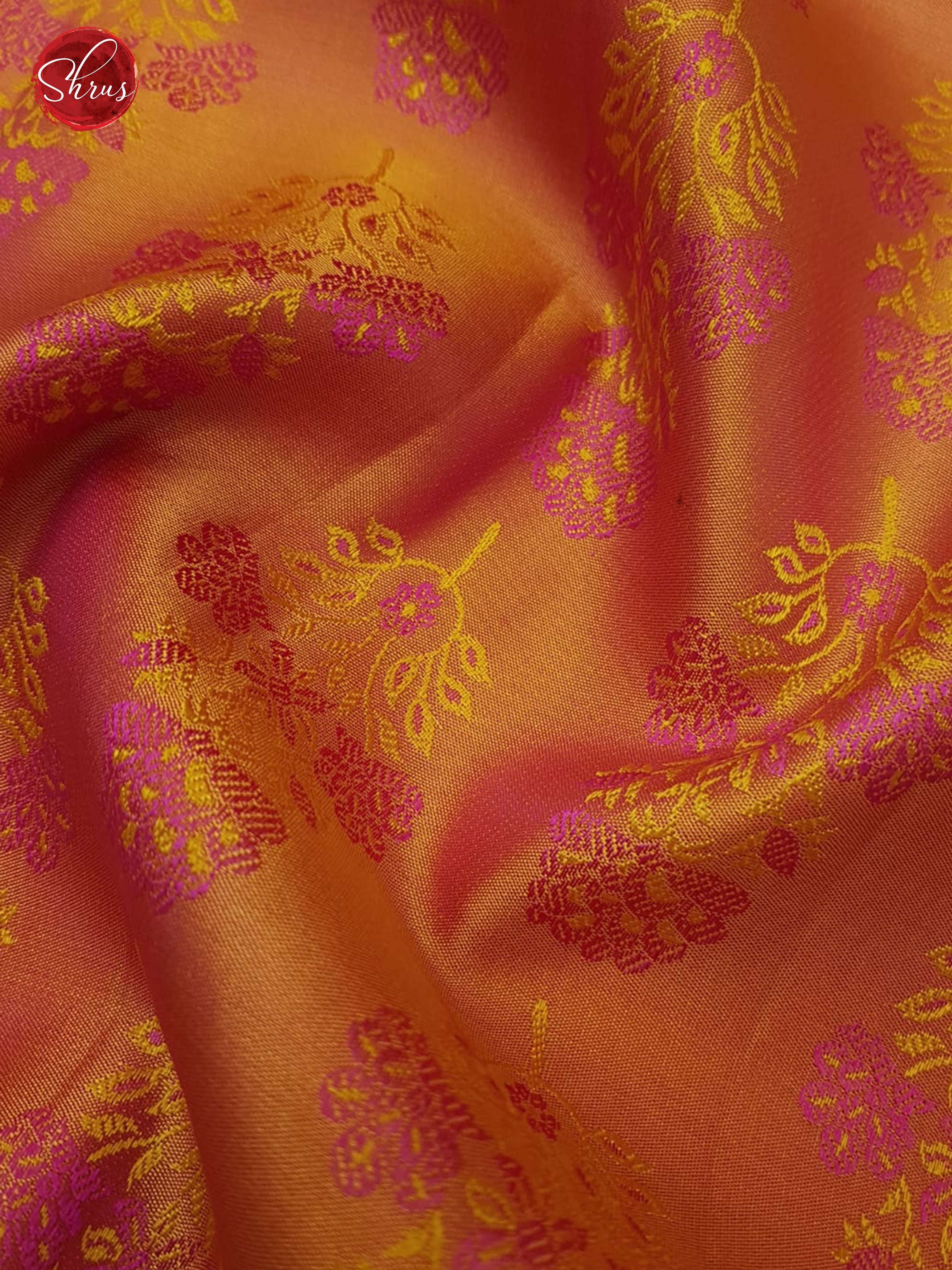 Orangish Pink & Pink - Kanchipuram Silk Saree - Shop on ShrusEternity.com