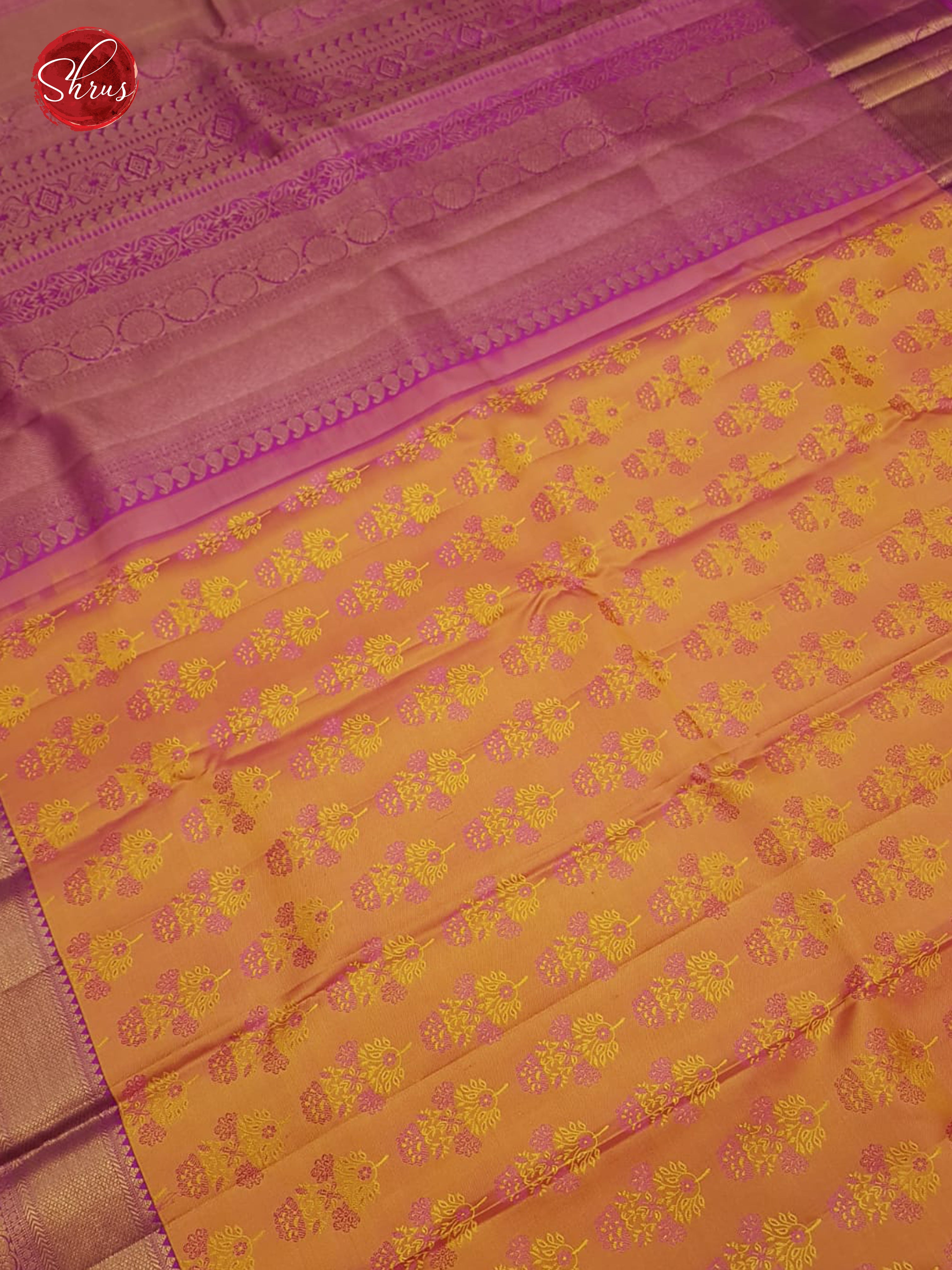 Orangish Pink & Pink - Kanchipuram Silk Saree - Shop on ShrusEternity.com