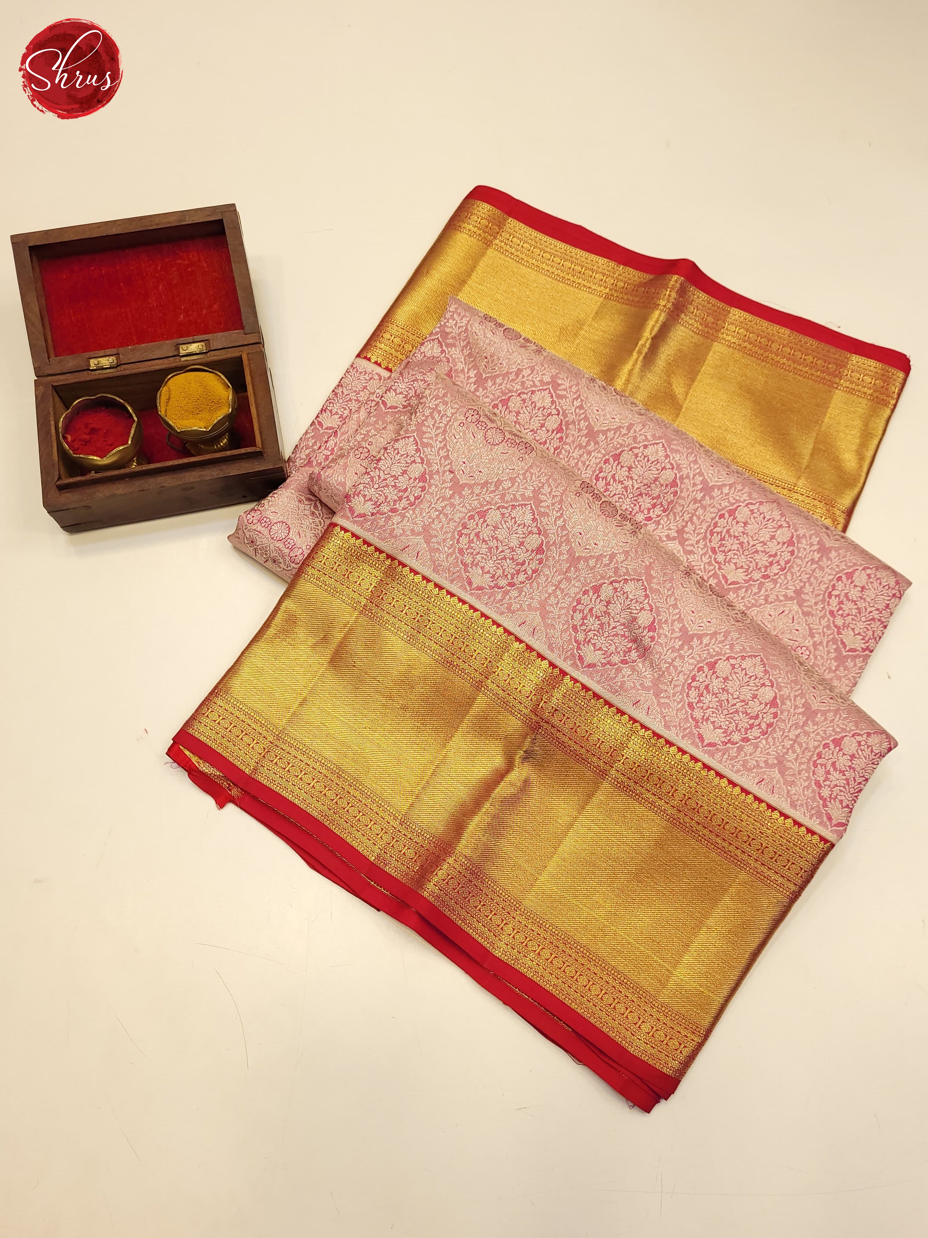 Baby pink and pink-Kanchipuram Silk saree - Shop on ShrusEternity.com