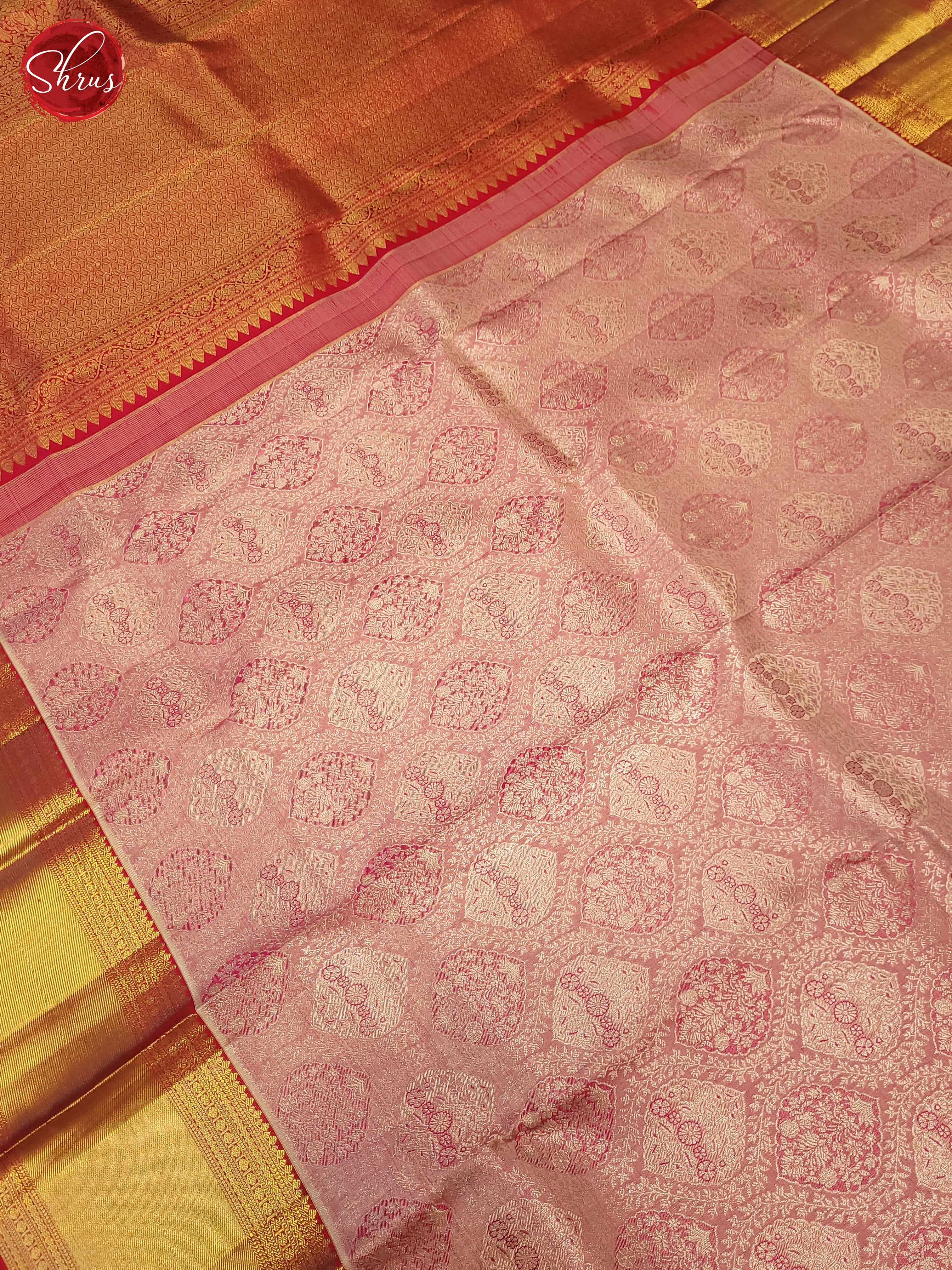 Baby pink and pink-Kanchipuram Silk saree - Shop on ShrusEternity.com