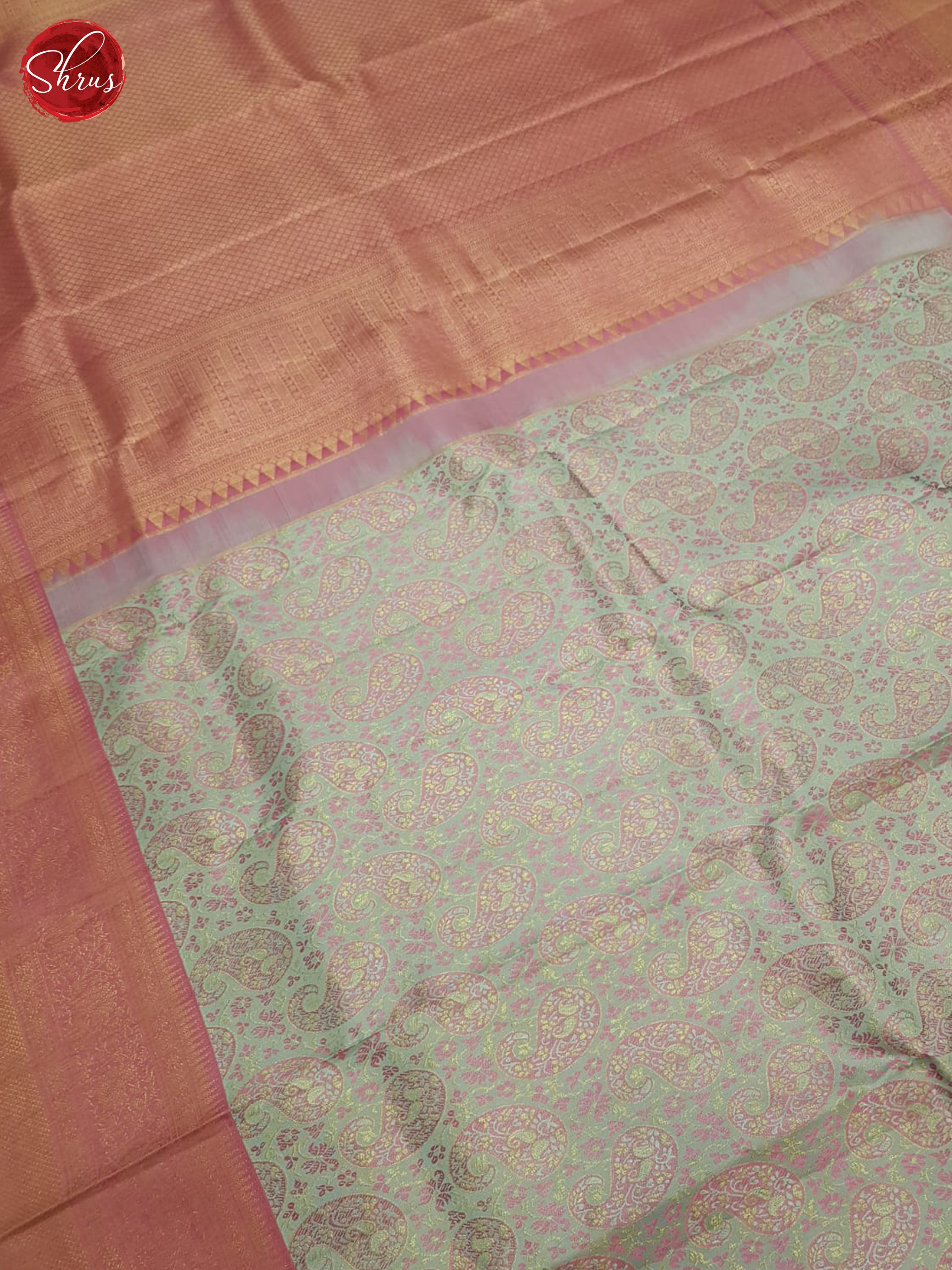 Bluish Grey And Pink-Kanchipiram silk saree - Shop on ShrusEternity.com