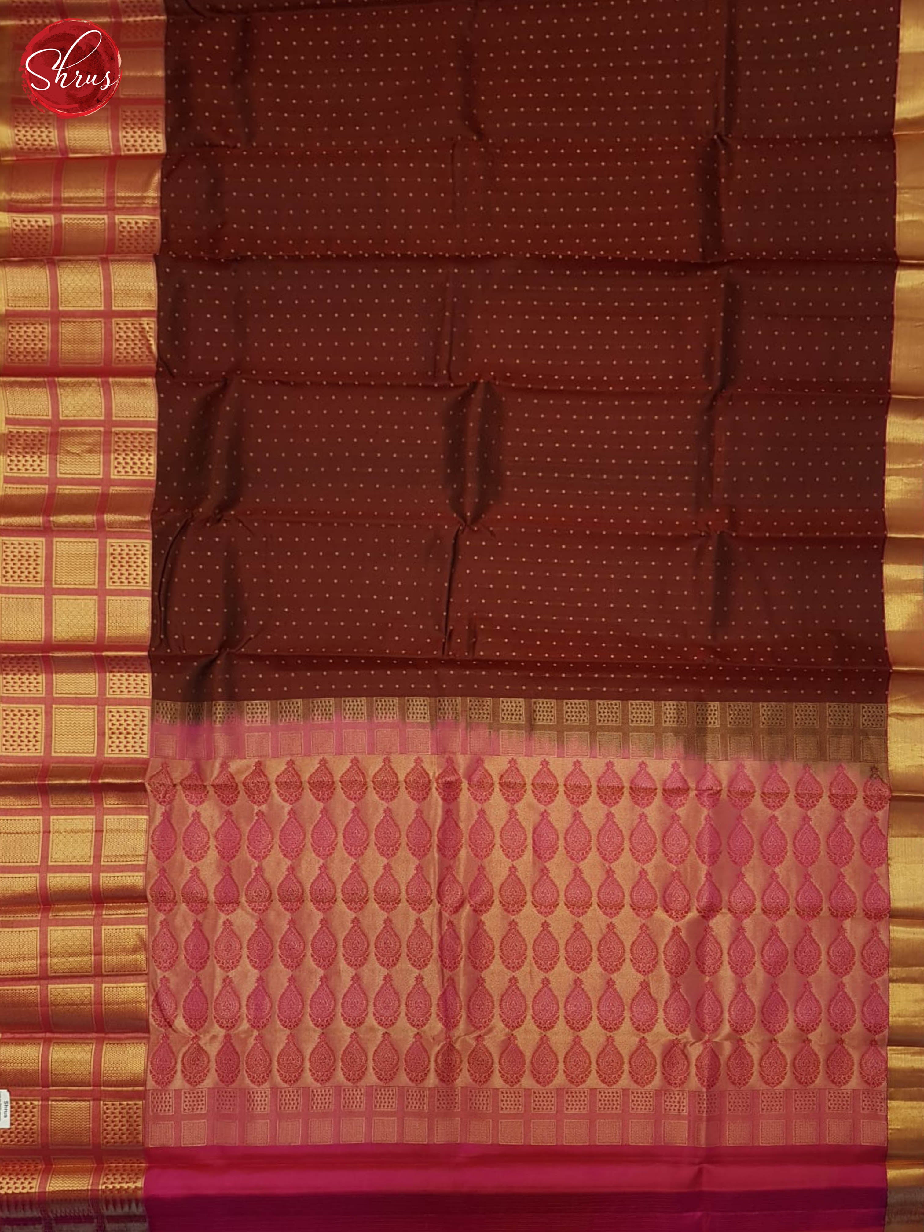 Brown And Pink-Kanchipuram Silk Saree - Shop on ShrusEternity.com