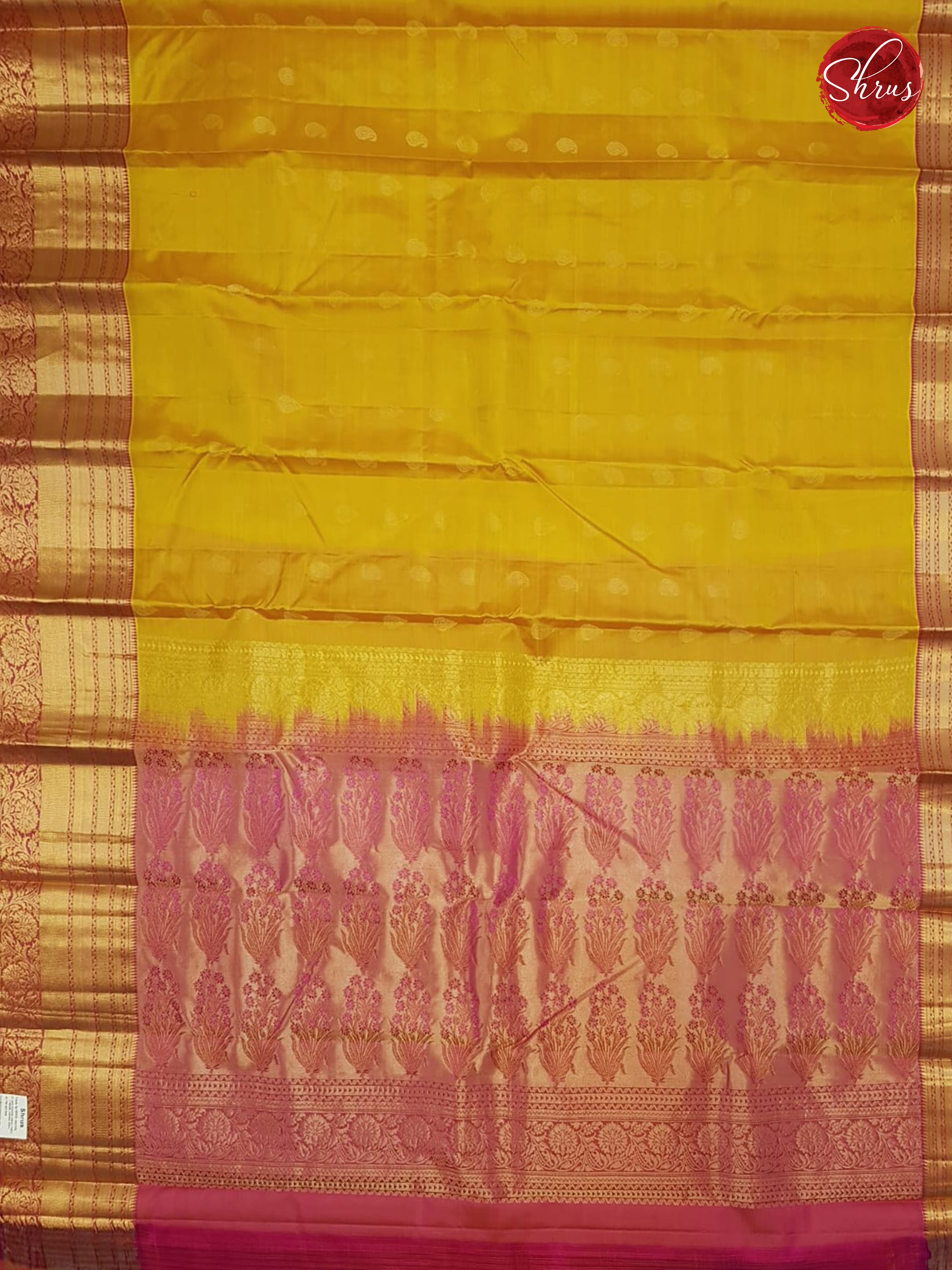 Yellow & Pink - Kanchipuram Silk Saree - Shop on ShrusEternity.com