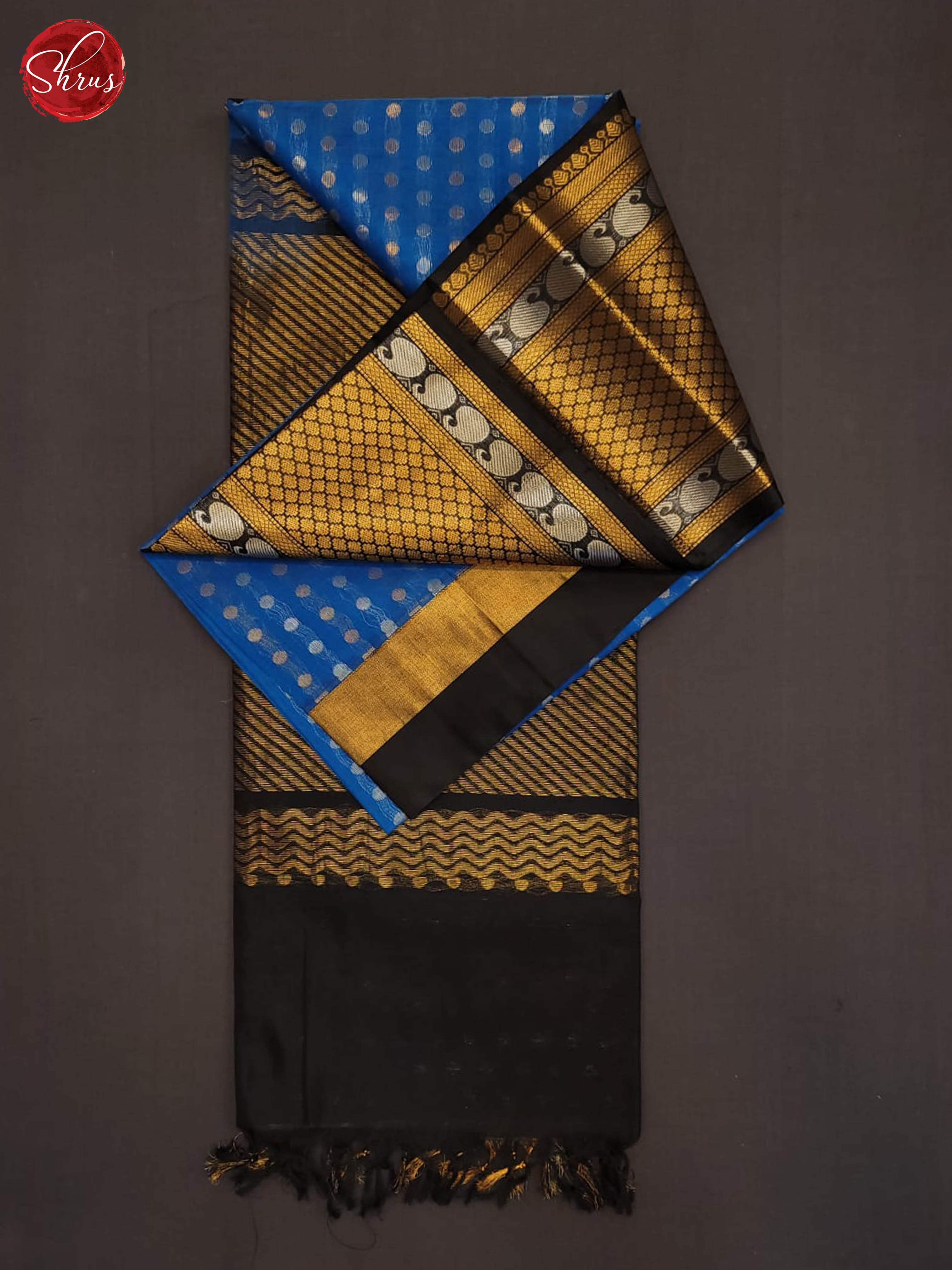 Blue and black- Silk cotton saree - Shop on ShrusEternity.com
